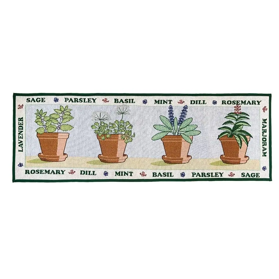 Herb Jacquard Kitchen Mat