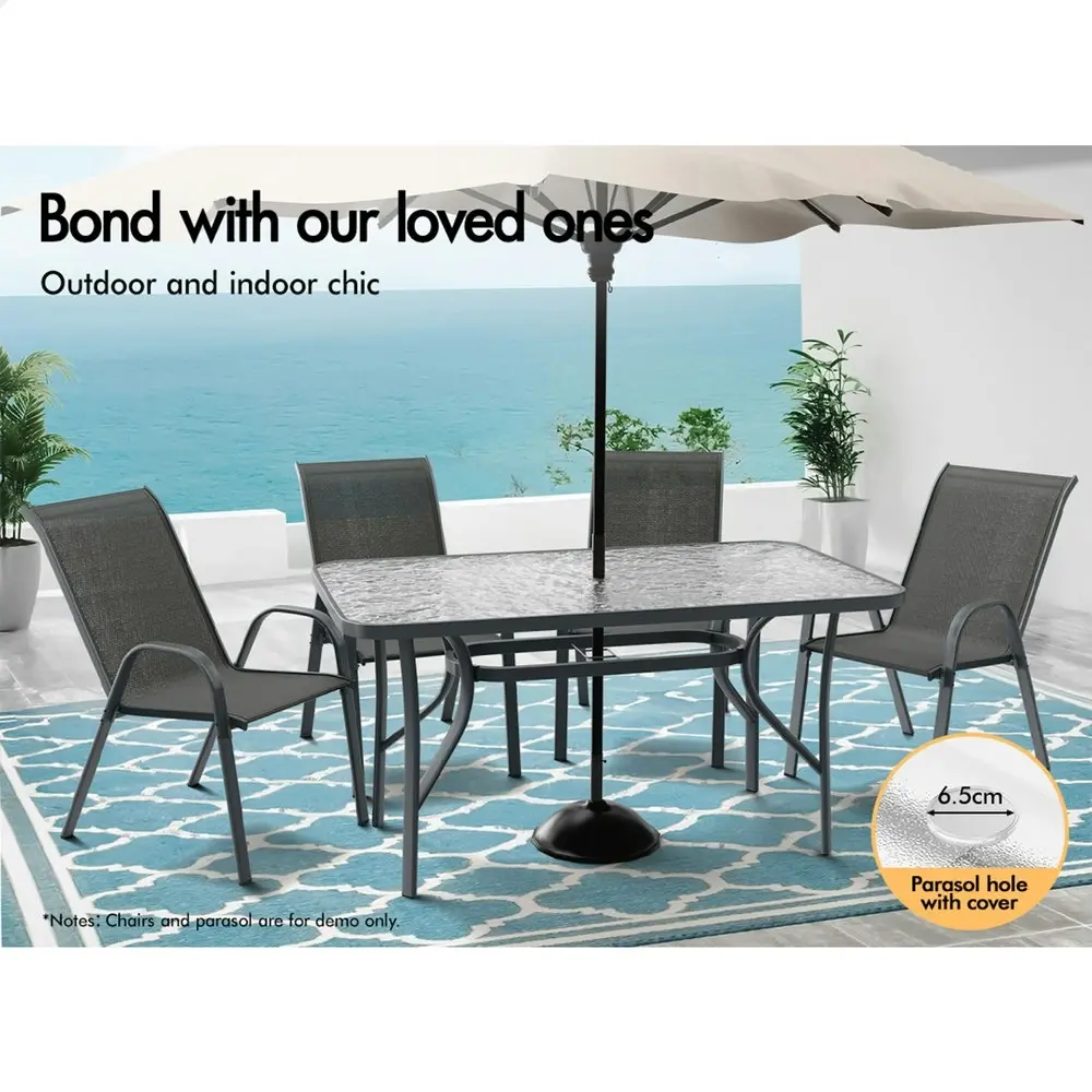 Alfordson Patio Dining Table Garden 140CM X 80CM Grey