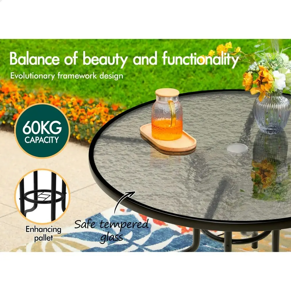 Alfordson Outdoor Patio Furniture Dining Table Lounge Chairs Set Glass Armchair