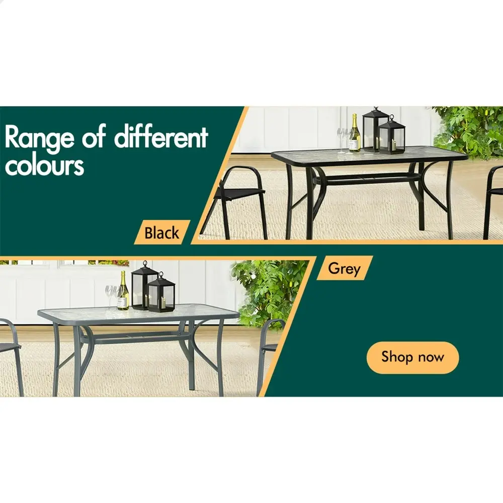 Alfordson Patio Dining Table Garden 120CM X 70CM Black