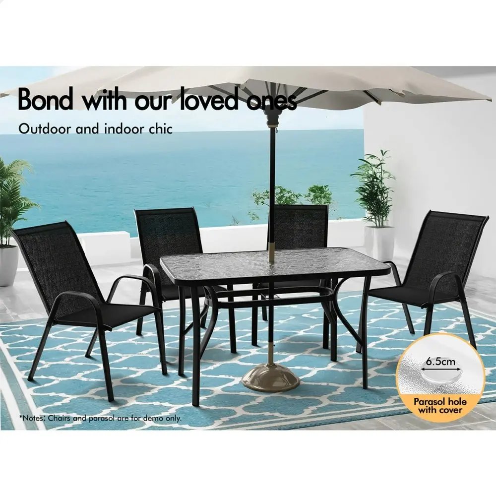 Alfordson Patio Dining Table Garden 120CM X 70CM Black