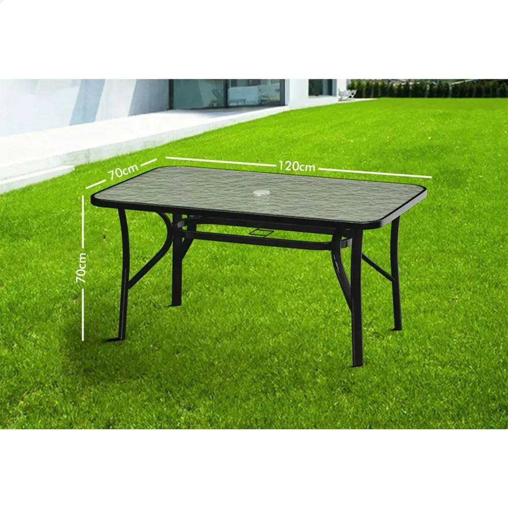 Alfordson Patio Dining Table Garden 120CM X 70CM Black