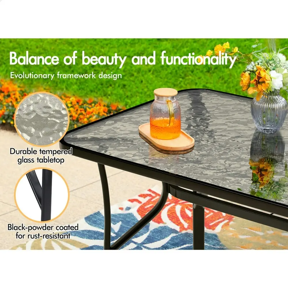 Alfordson Patio Dining Table Garden 120CM X 70CM Black