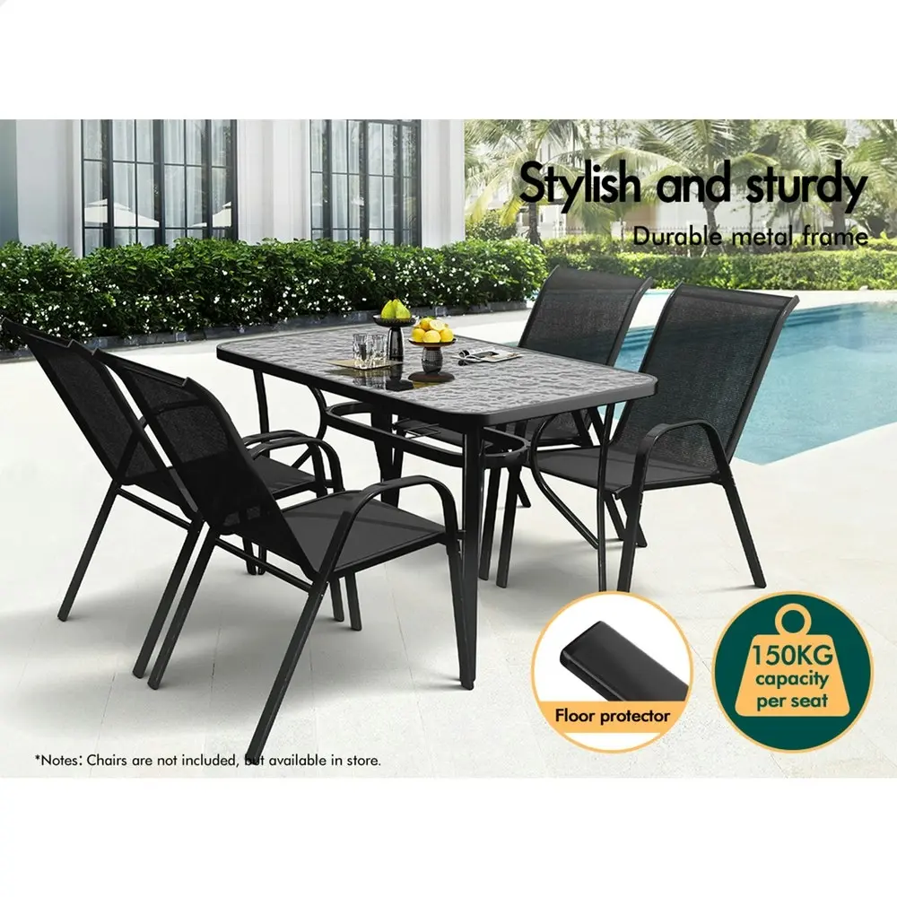 Alfordson Patio Dining Table Garden 120CM X 70CM Black