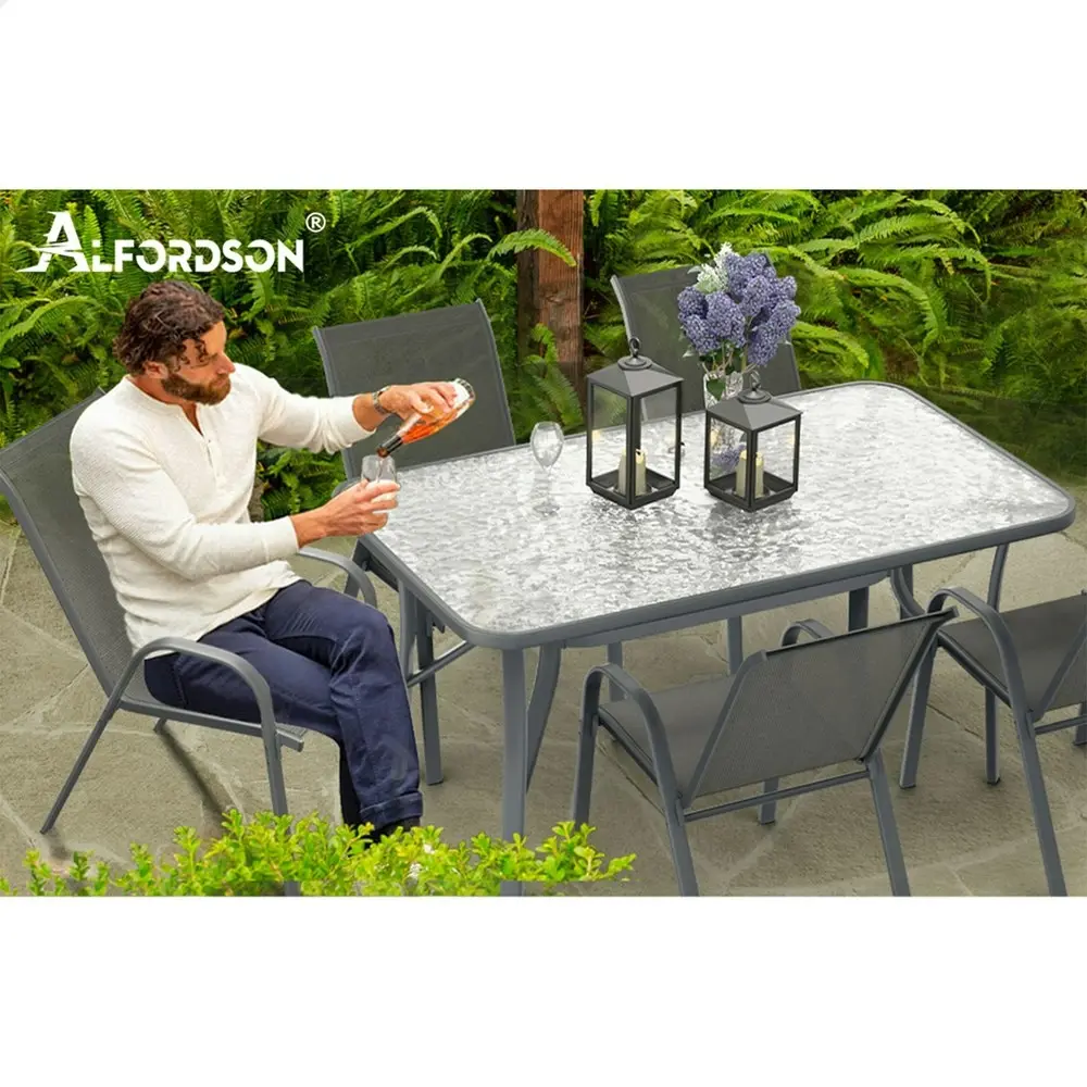 Alfordson Patio Dining Table Garden 120CM X 70CM Grey