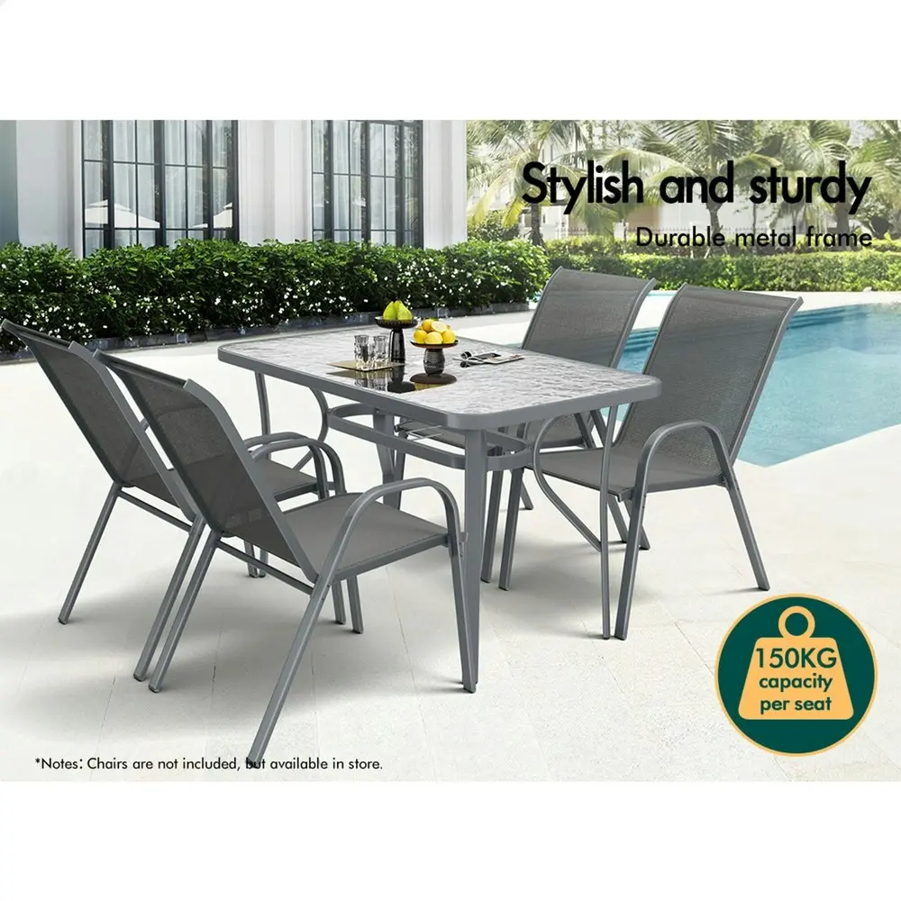 Alfordson Patio Dining Table Garden 120CM X 70CM Grey