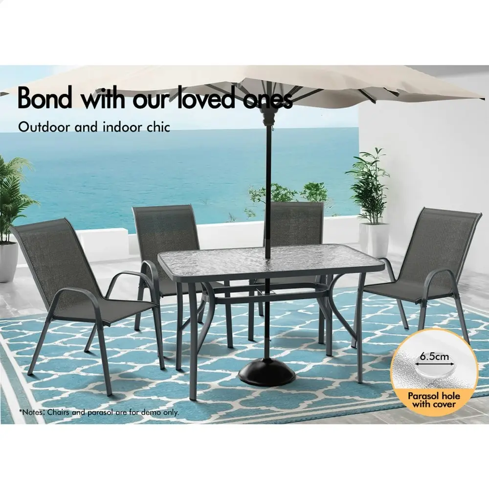 Alfordson Patio Dining Table Garden 120CM X 70CM Grey