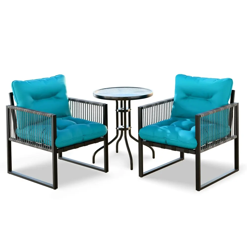 Alfordson Outdoor Patio Furniture Set Side Table Lounge Chairs Glass Armchair