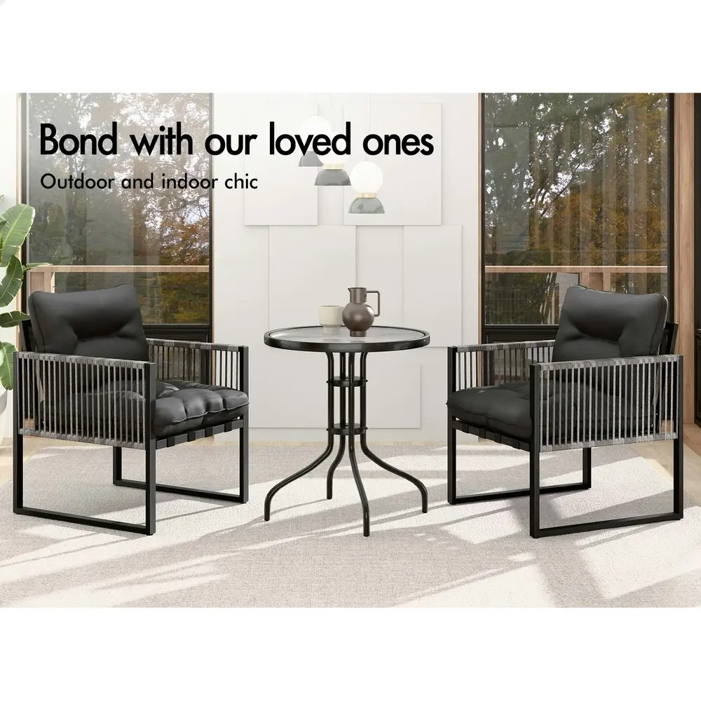 Alfordson Outdoor Furniture Patio Set Glass Side Table Lounge Chairs Garden