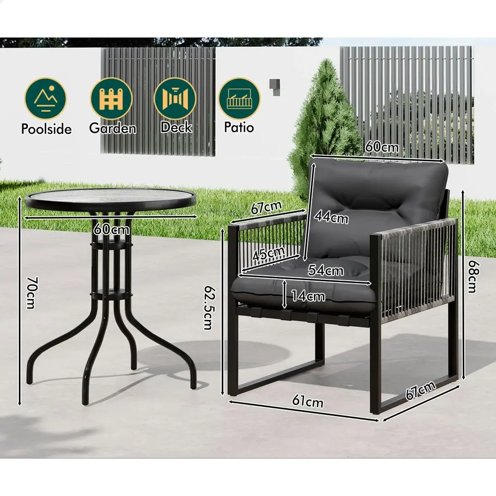 Alfordson Outdoor Furniture Patio Set Glass Side Table Lounge Chairs Garden