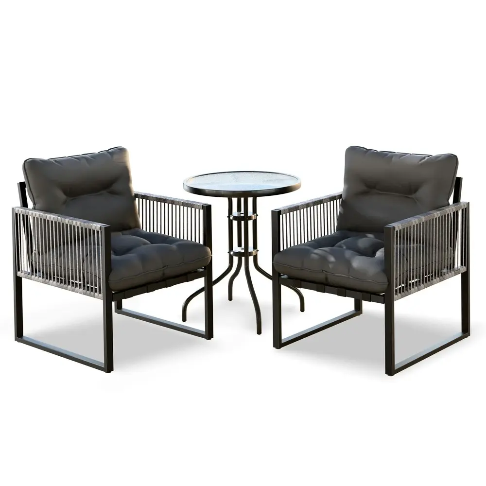 Alfordson Outdoor Furniture Patio Set Glass Side Table Lounge Chairs Garden