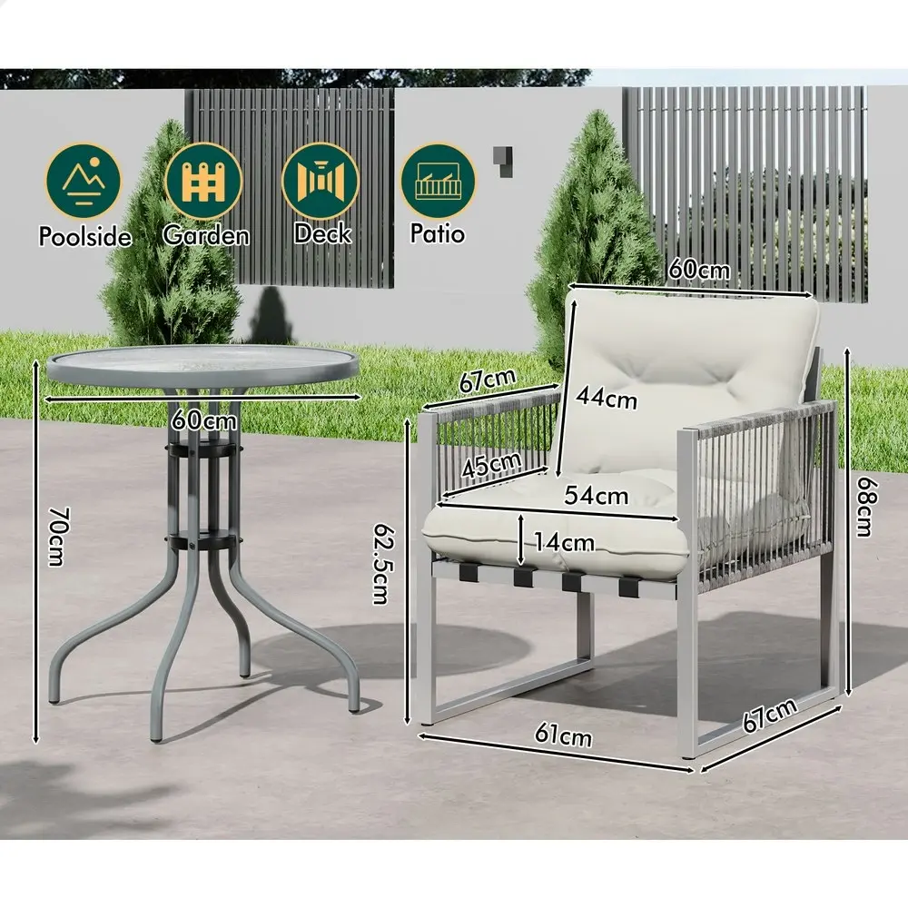 Alfordson Outdoor Patio Furniture Side Table Lounge Chairs Rattan Chair Glass