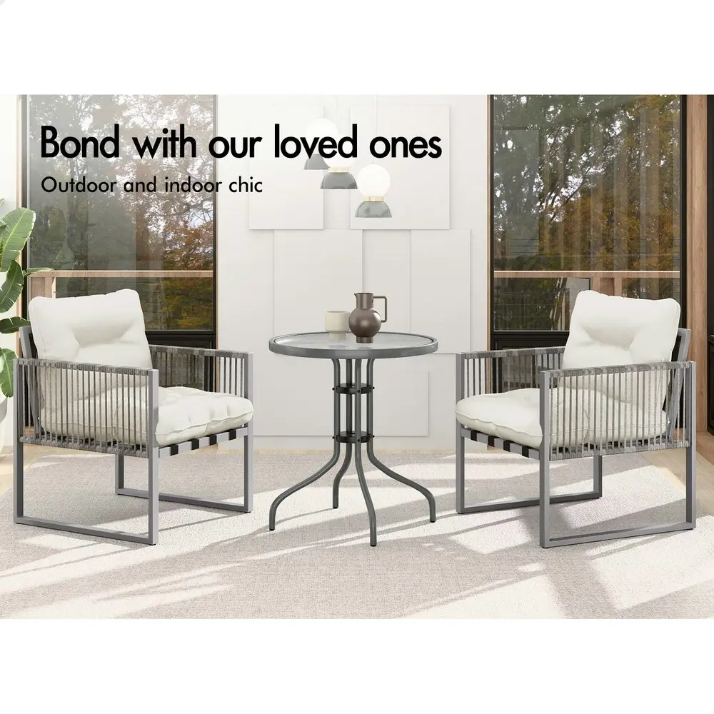 Alfordson Outdoor Patio Furniture Side Table Lounge Chairs Rattan Chair Glass