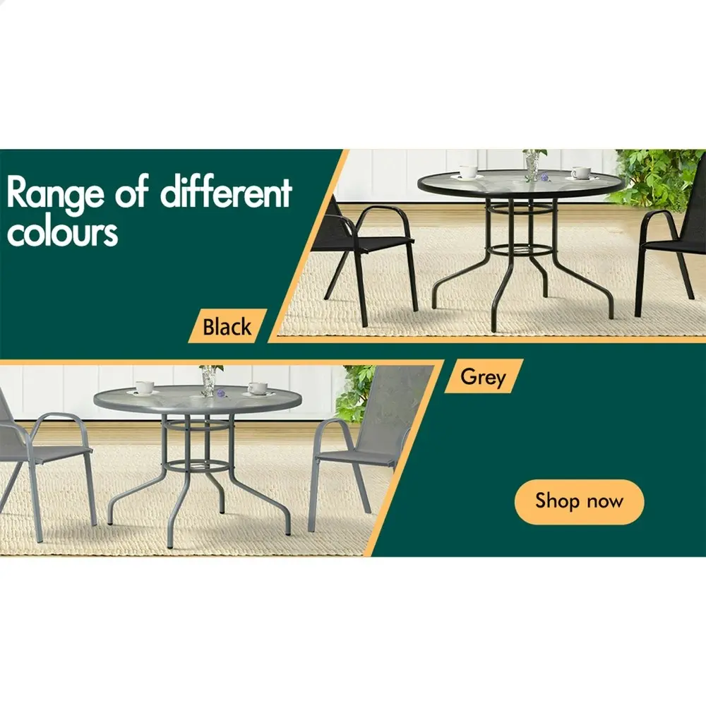 Alfordson Patio Dining Table Round 90CM Black