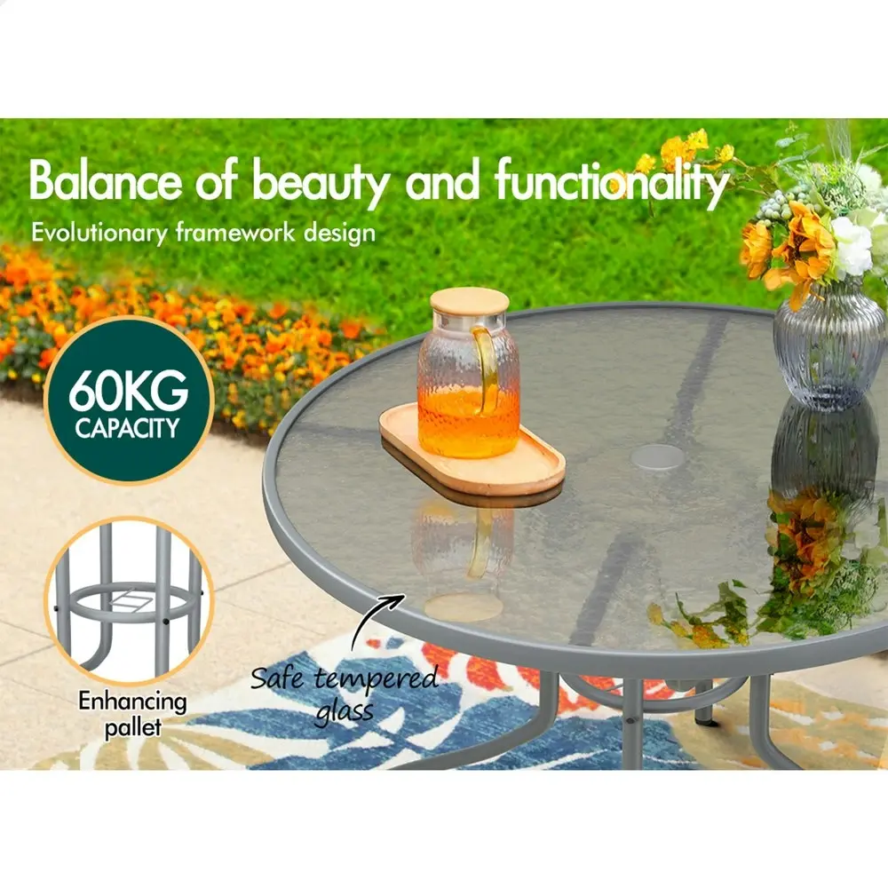 Alfordson Patio Dining Table Round 90CM Grey