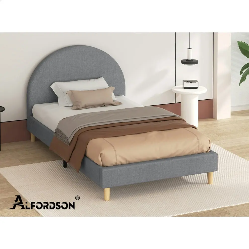 Alfordson Bed Frame King Single Mattress Base Platform Grey Fabric CALLA