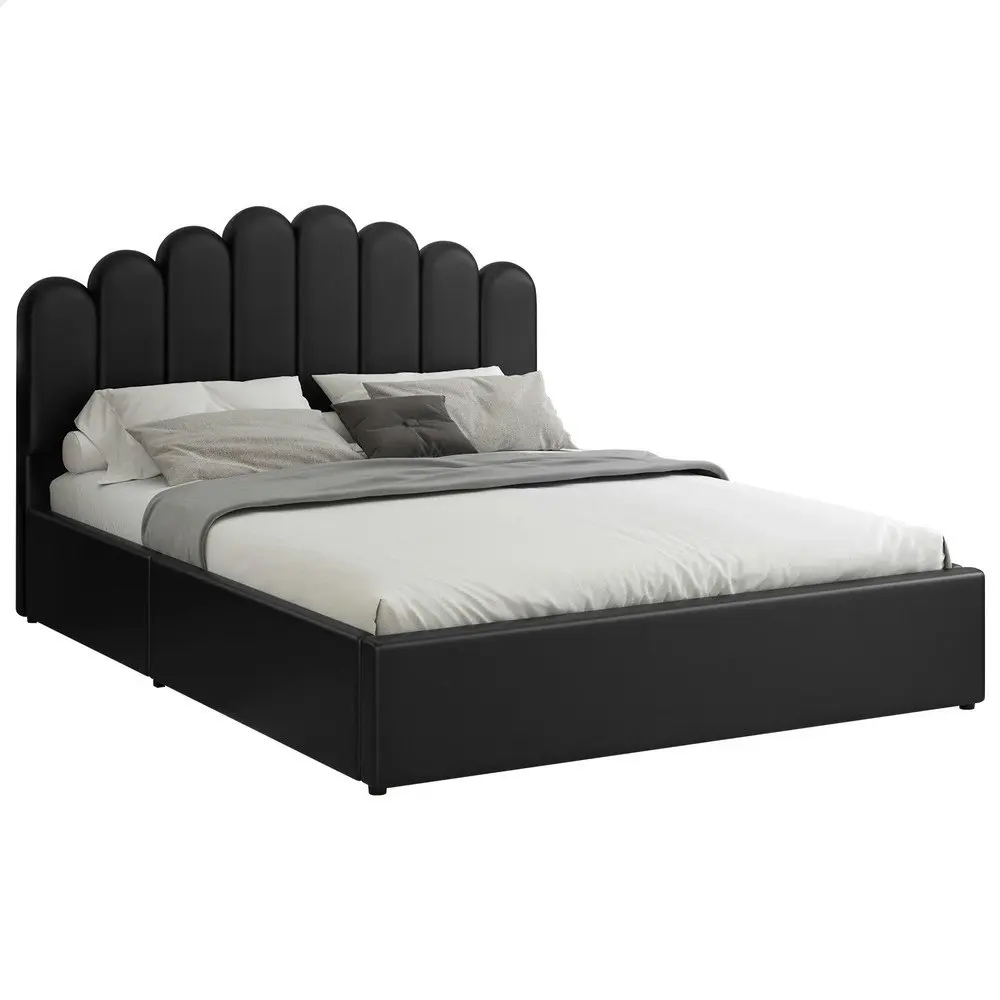 Alfordson Bed Frame King Size Gas Lift Storage Base Wooden Black MILTON