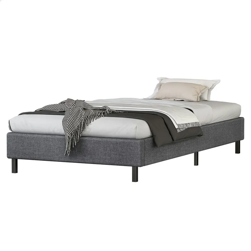 Alfordson Bed Frame Single Size Mattress Base Foundation Grey Fabric BASIM