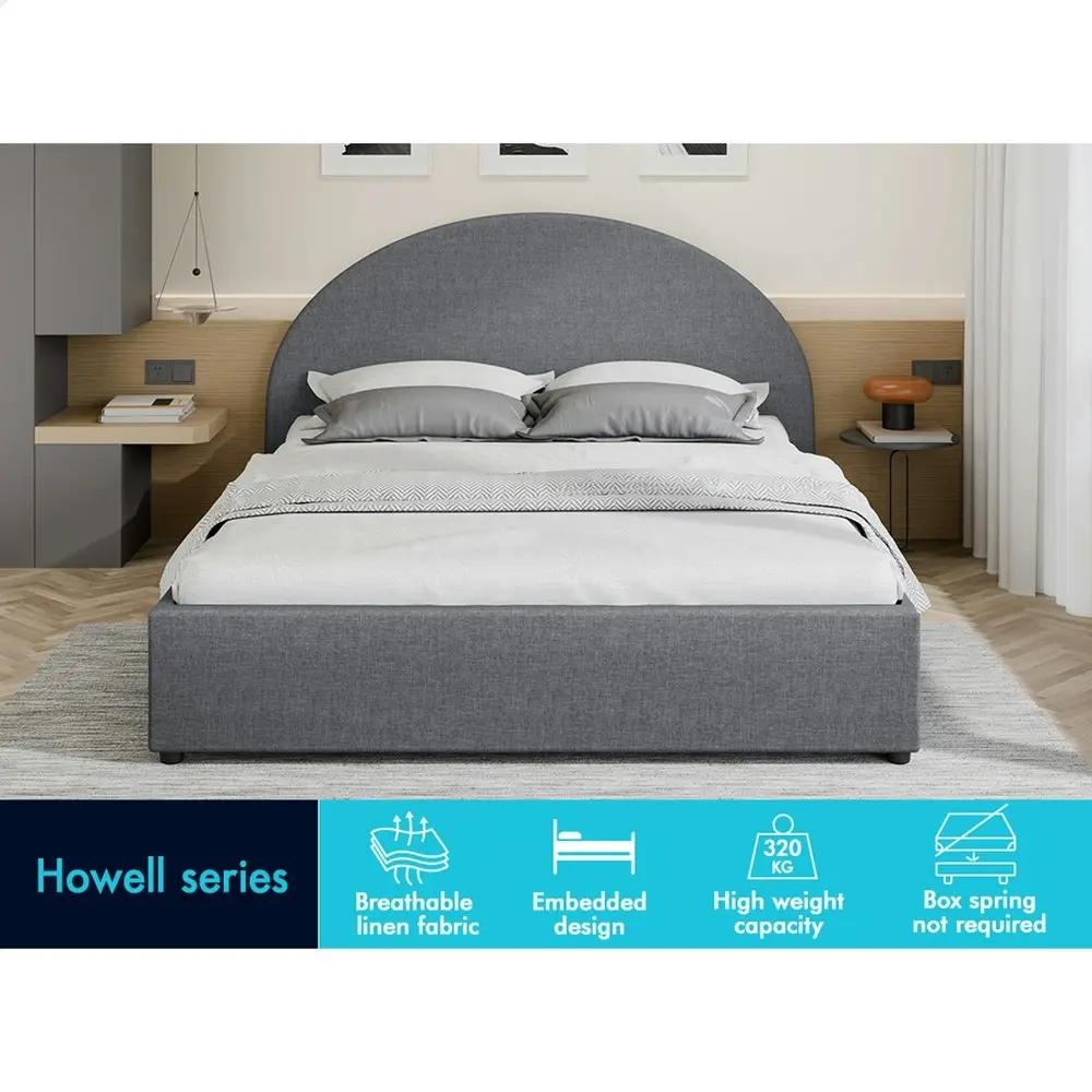 Alfordson Bed Frame Queen Size Gas Lift Base With Storage Grey Fabric HOWELL