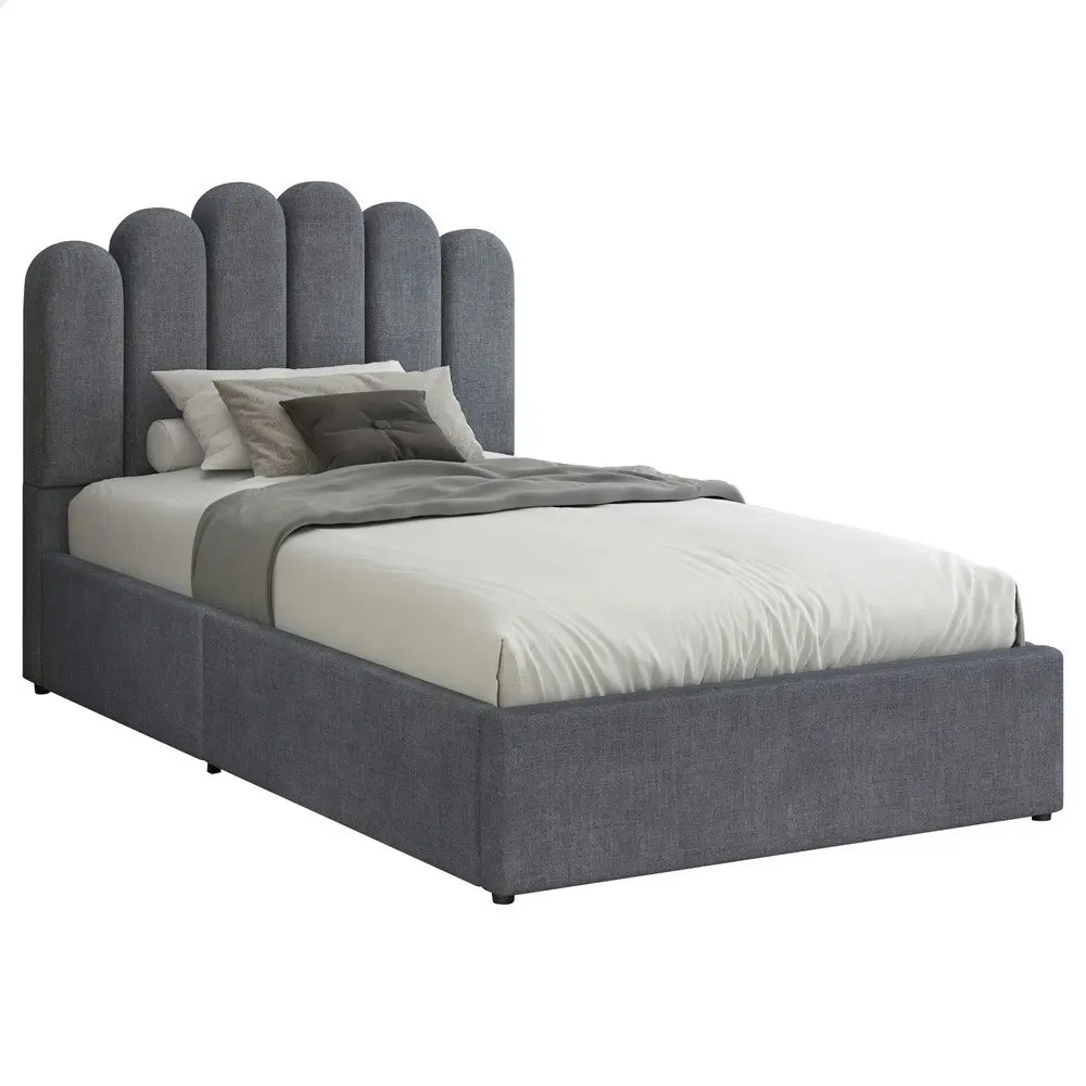 Alfordson Bed Frame King Single Gas Lift Storage Base Wooden Grey MILTON