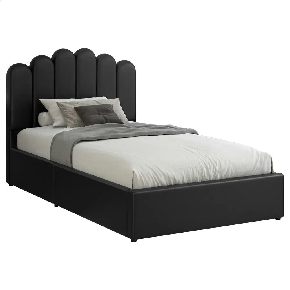 Alfordson Bed Frame King Single Gas Lift Storage Base Wooden Black MILTON