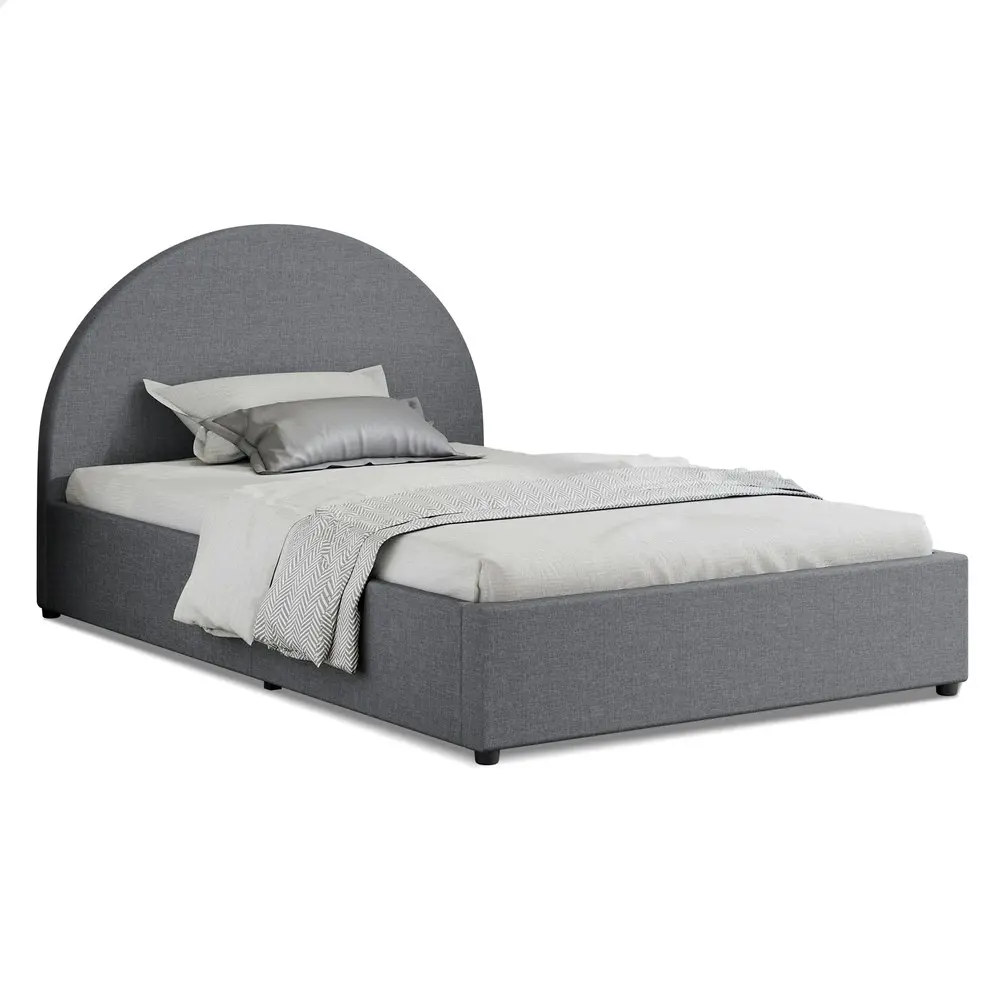 Alfordson Bed Frame King Single Gas Lift Base With Storage Grey Fabric HOWELL