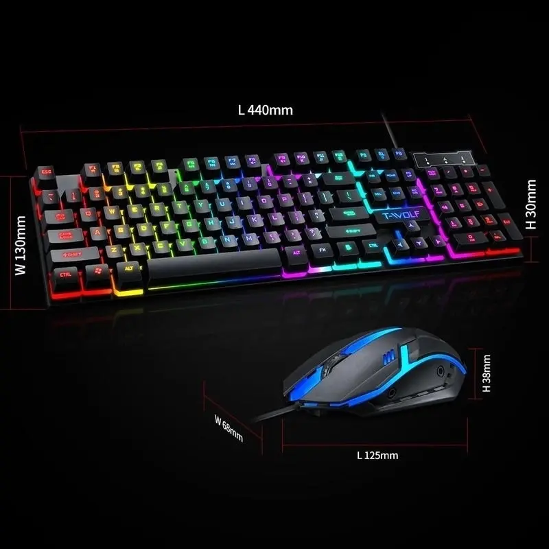 T-Wolf Tf800 Rgb 4-Pcs Gaming Keyboard/Mouse/Headphone/Mouse Pad Kit Set