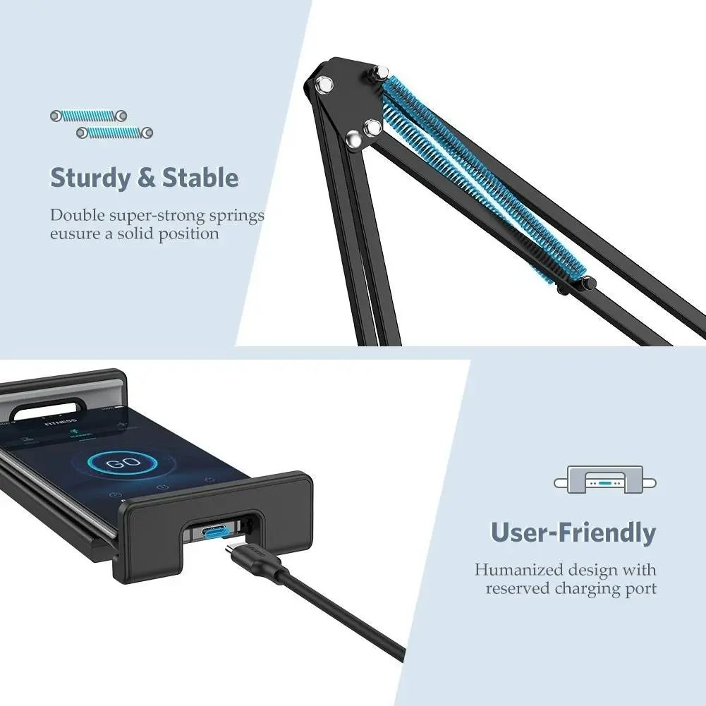 50394 Universal Holder With Folding Long Arm Black