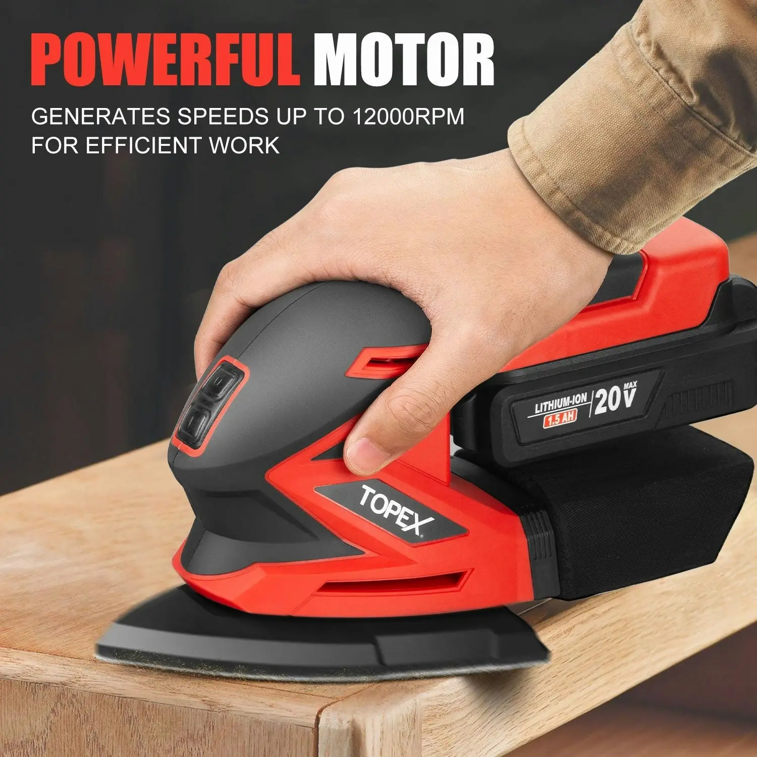 Topex 20V Cordless Detail Sander Electric Detail Sander Handheld Sanding Machine Small Triangular Palm Sander (Battery & Charger not included)