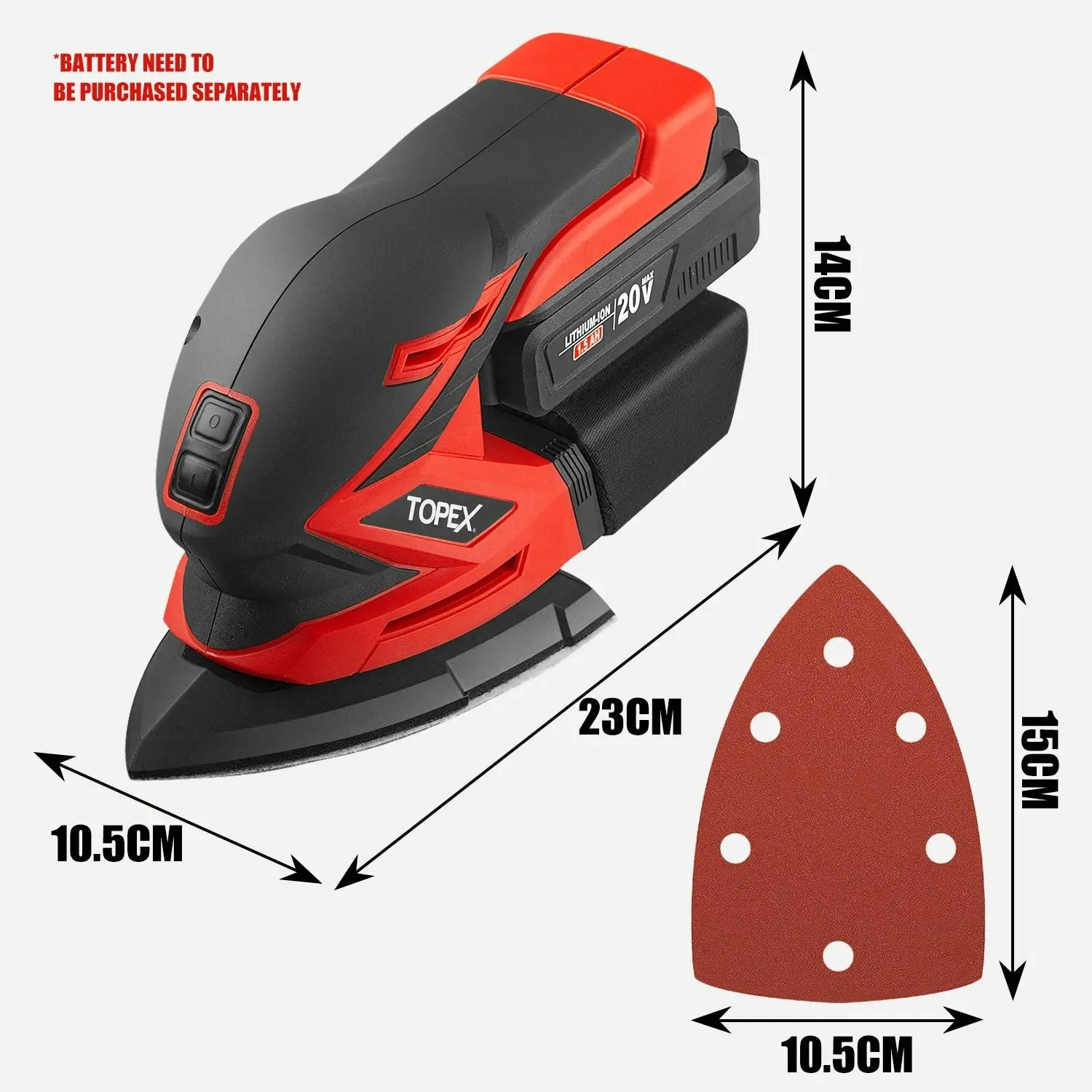 Topex 20V Cordless Detail Sander Electric Detail Sander Handheld Sanding Machine Small Triangular Palm Sander (Battery & Charger not included)