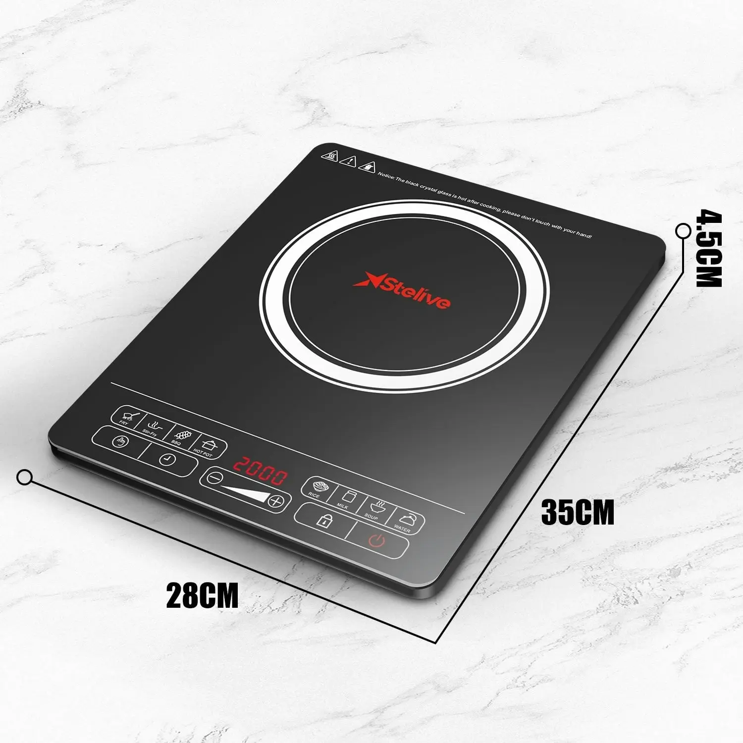 Stelive 2000W Electric Induction Cooktop Portable Kitchen Cooker 8 Power Levels Electric Burner Induction Cooker with Sensor Touch (Black)