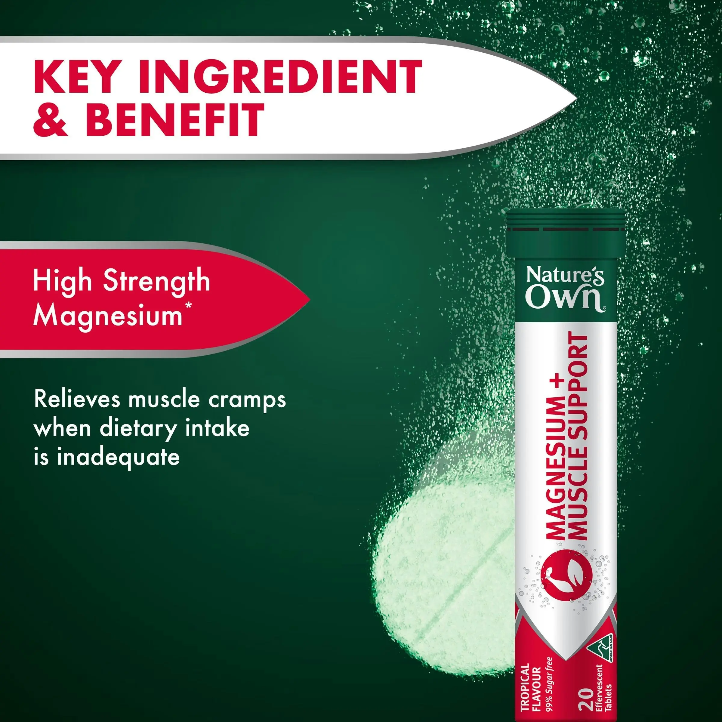 Nature's Own Magnesium + Muscle Support Effervescent 20 Tablets