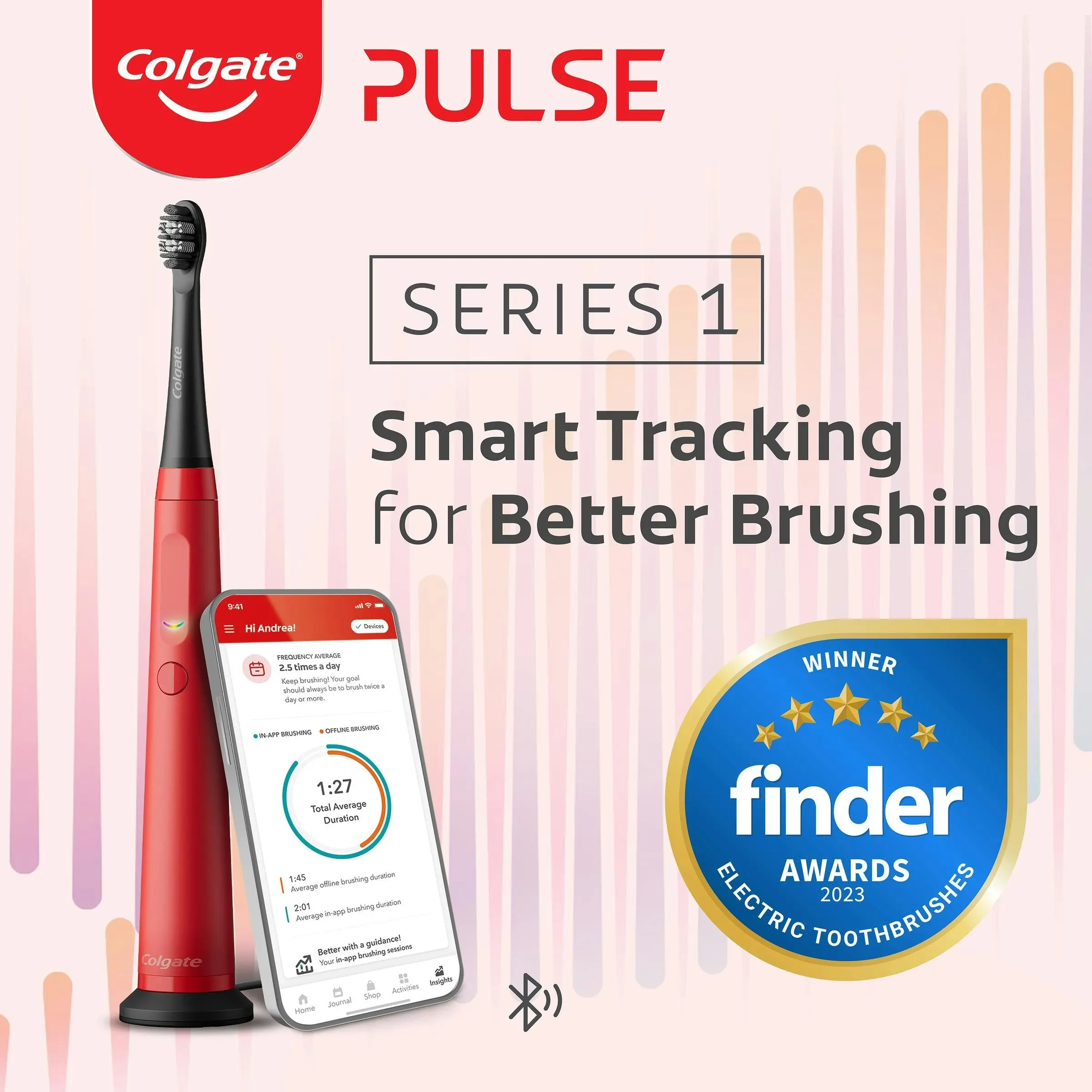 Colgate Pulse Series 1 Connected Rechargeable Whitening Electric Toothbrush, 1 Pack with Refill Head