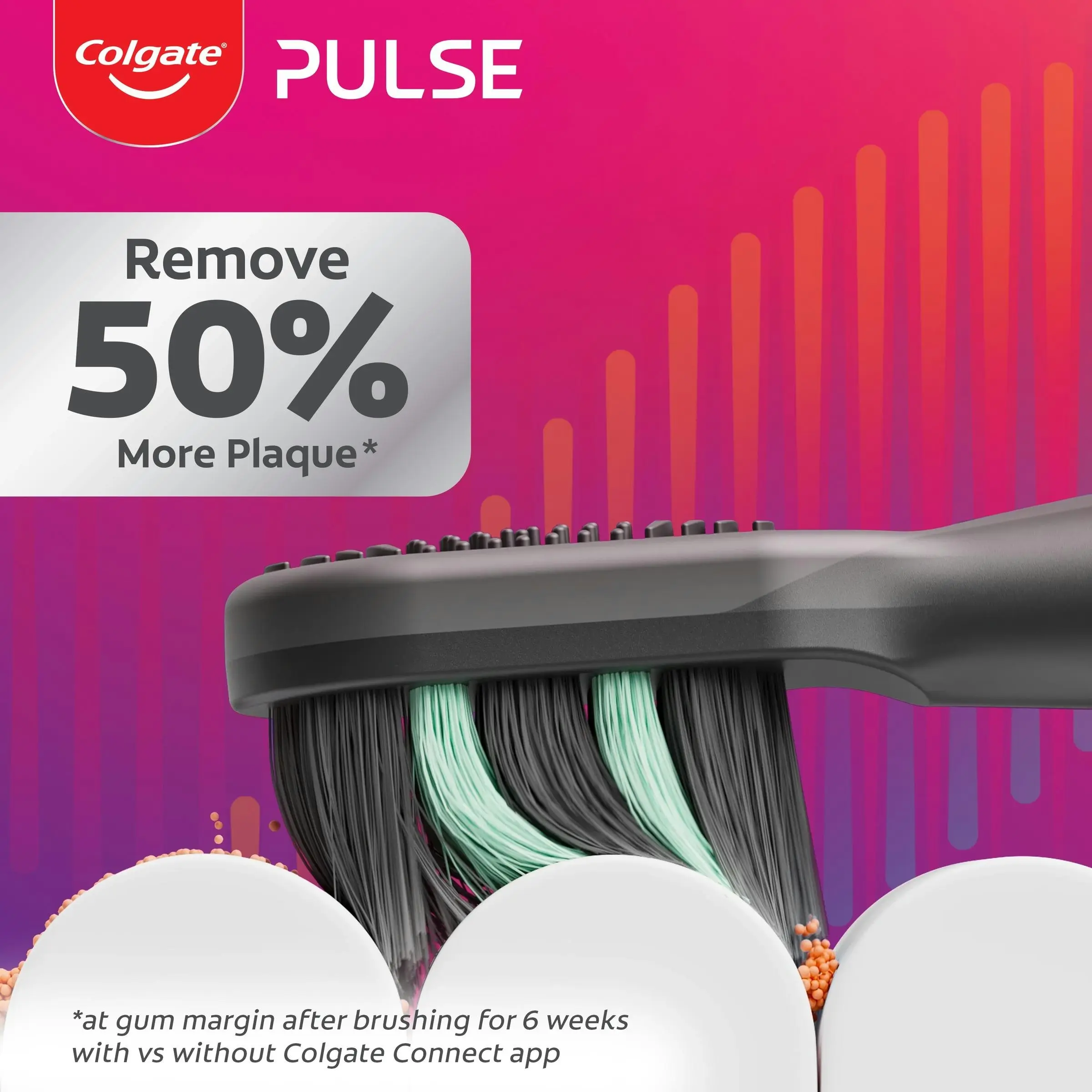 Colgate Pulse Connected Series 2 Deep Clean & Sensitive Electric Toothbrush, 1 Pack with 2 Refill Heads, Plaque Removal