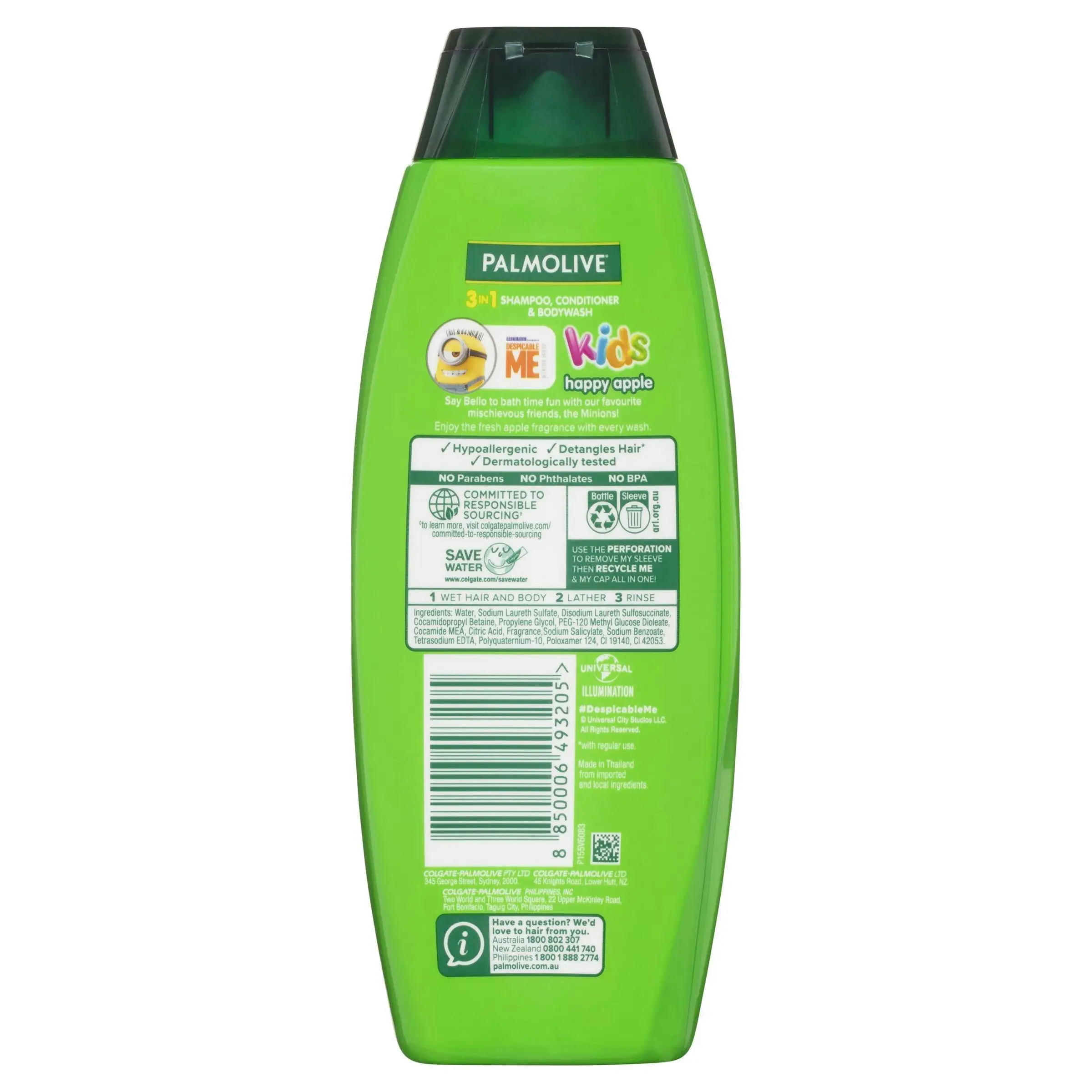 Palmolive 3 in1 Kids Shampoo, Conditioner & Bodywash Minions Happy Apple 350ml