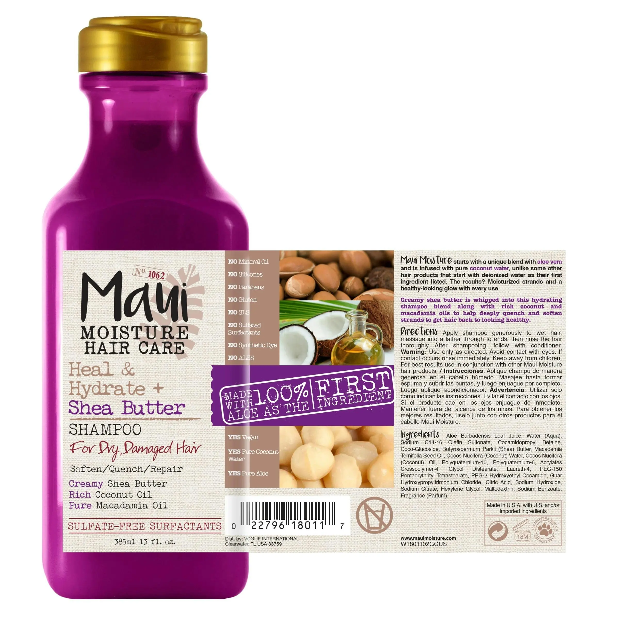 Maui Moisture Heal & Hydrate + Shea Butter Shampoo 385mL