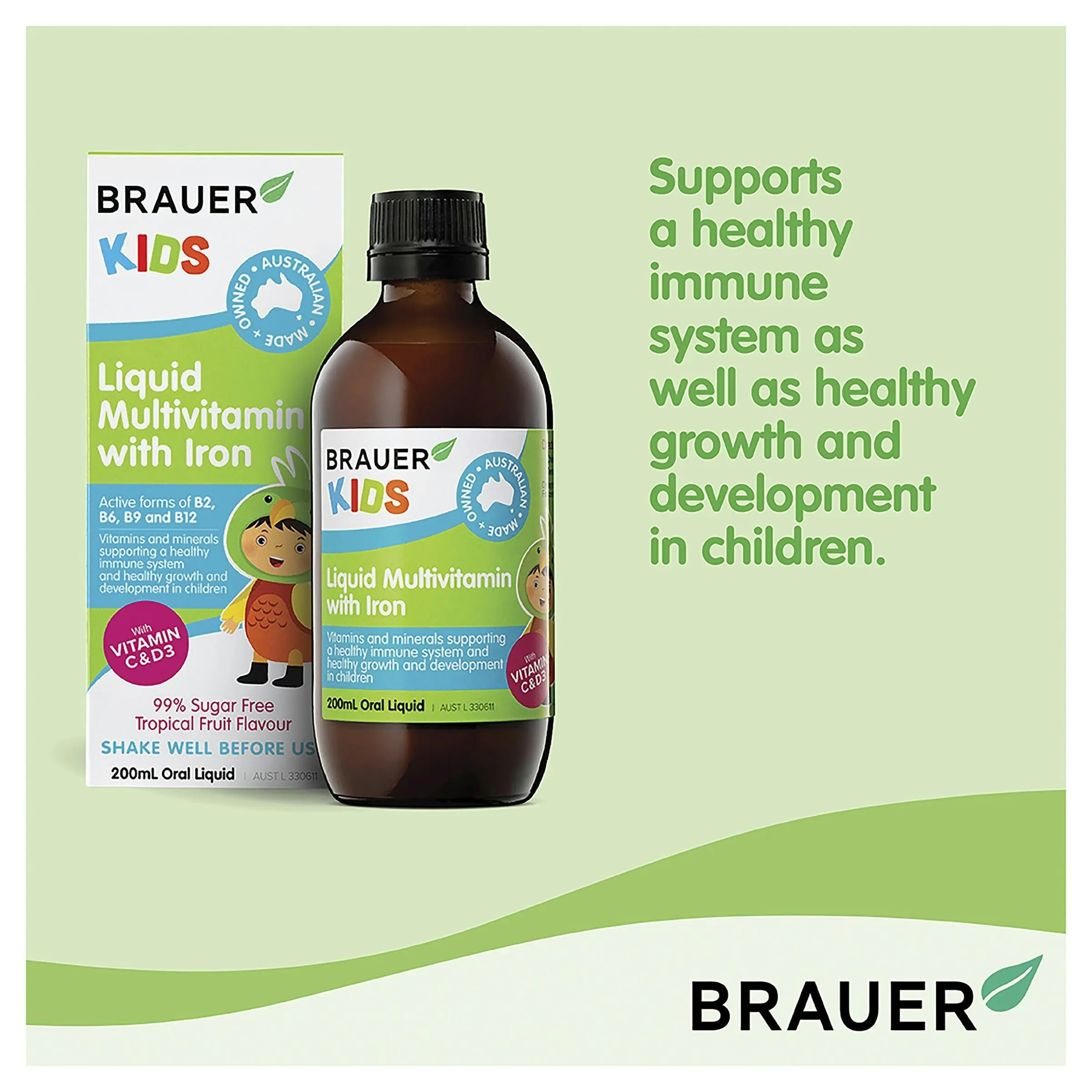 Brauer Baby & Kids Liquid Multivitamin with Iron 200mL