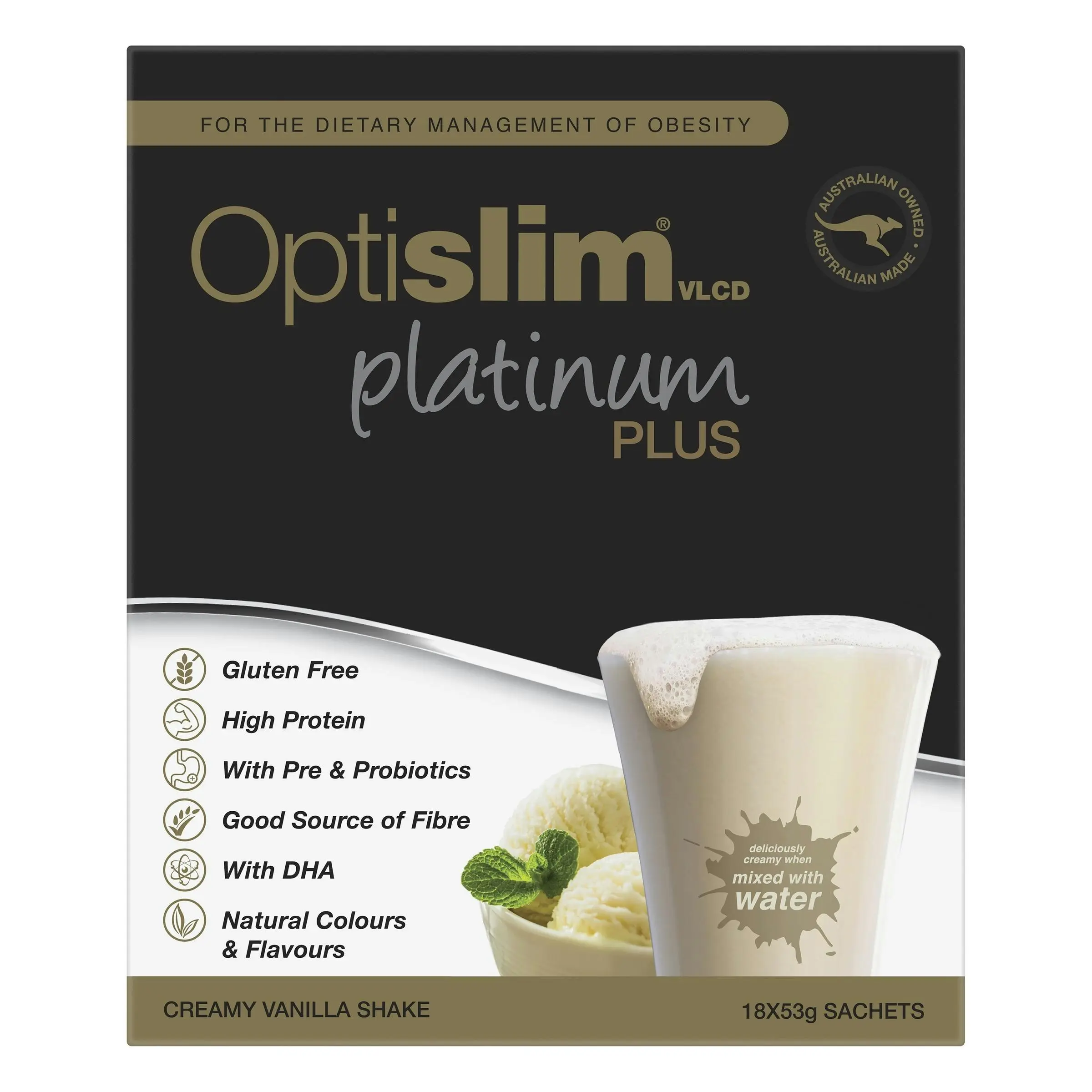 OptiSlim VLCD Platinum Plus Shake Vanilla 18 x 53g