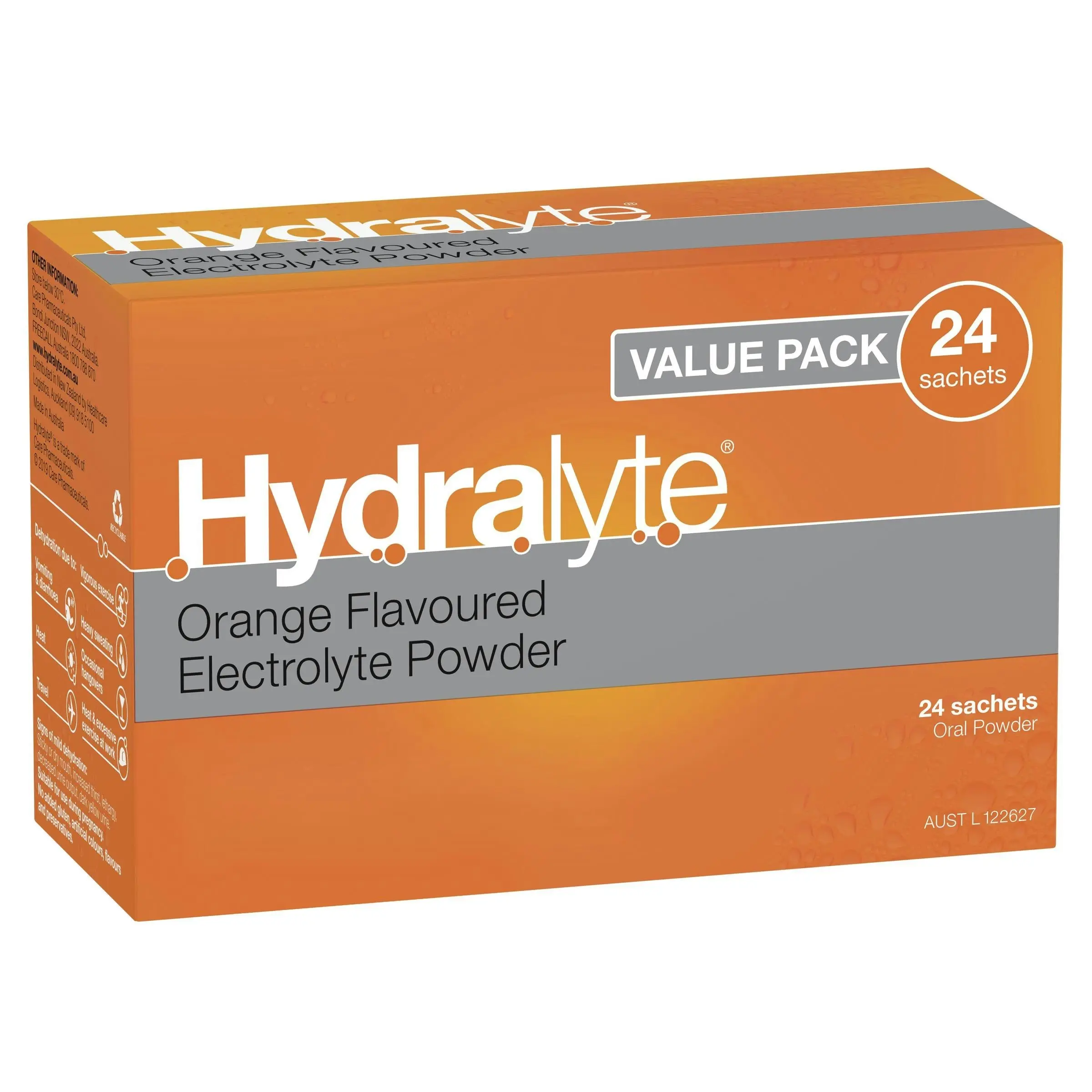 Hydralyte Electrolyte Powder Orange 24 pack