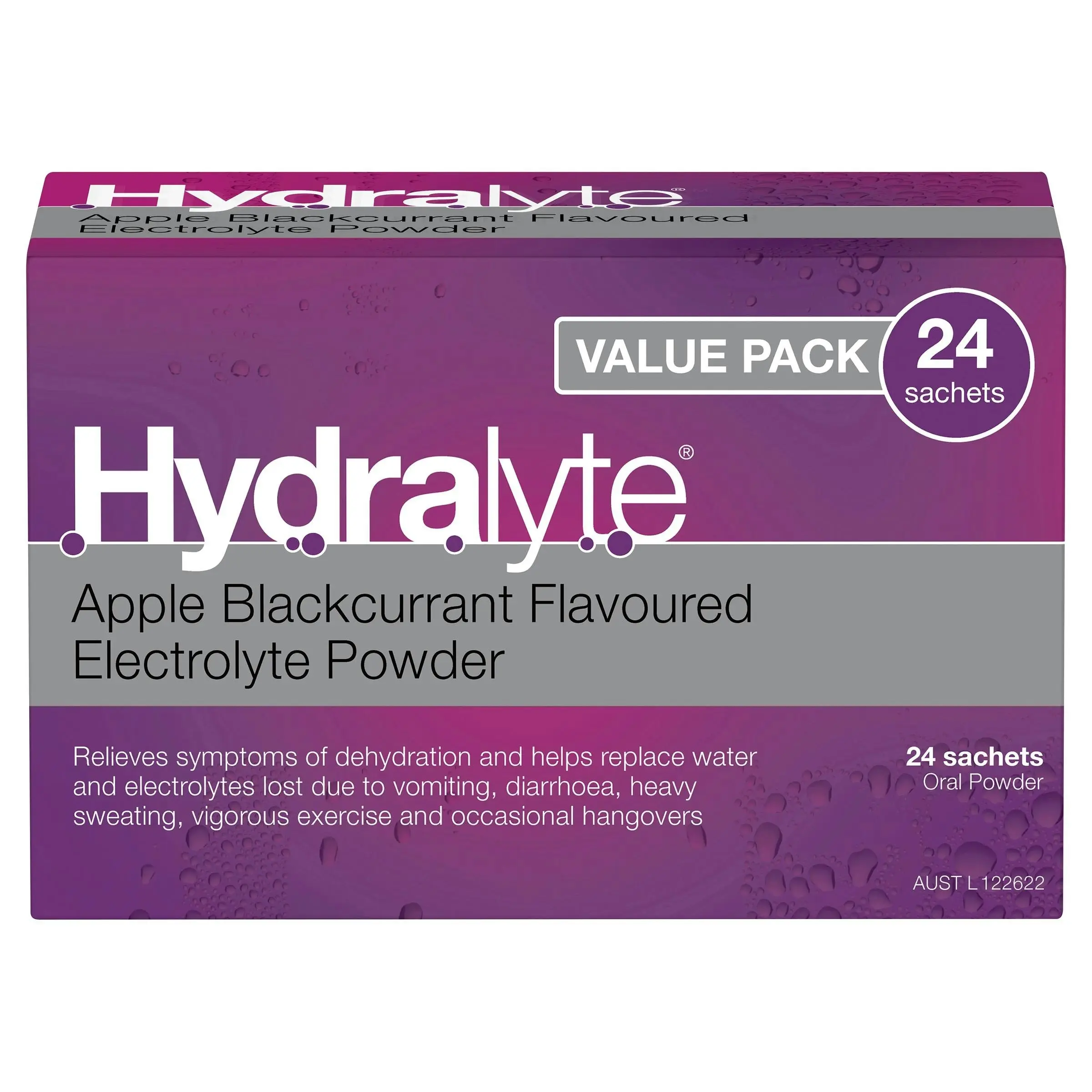 Hydralyte Electrolyte Powder Apple Blackcurrant 24 Pack