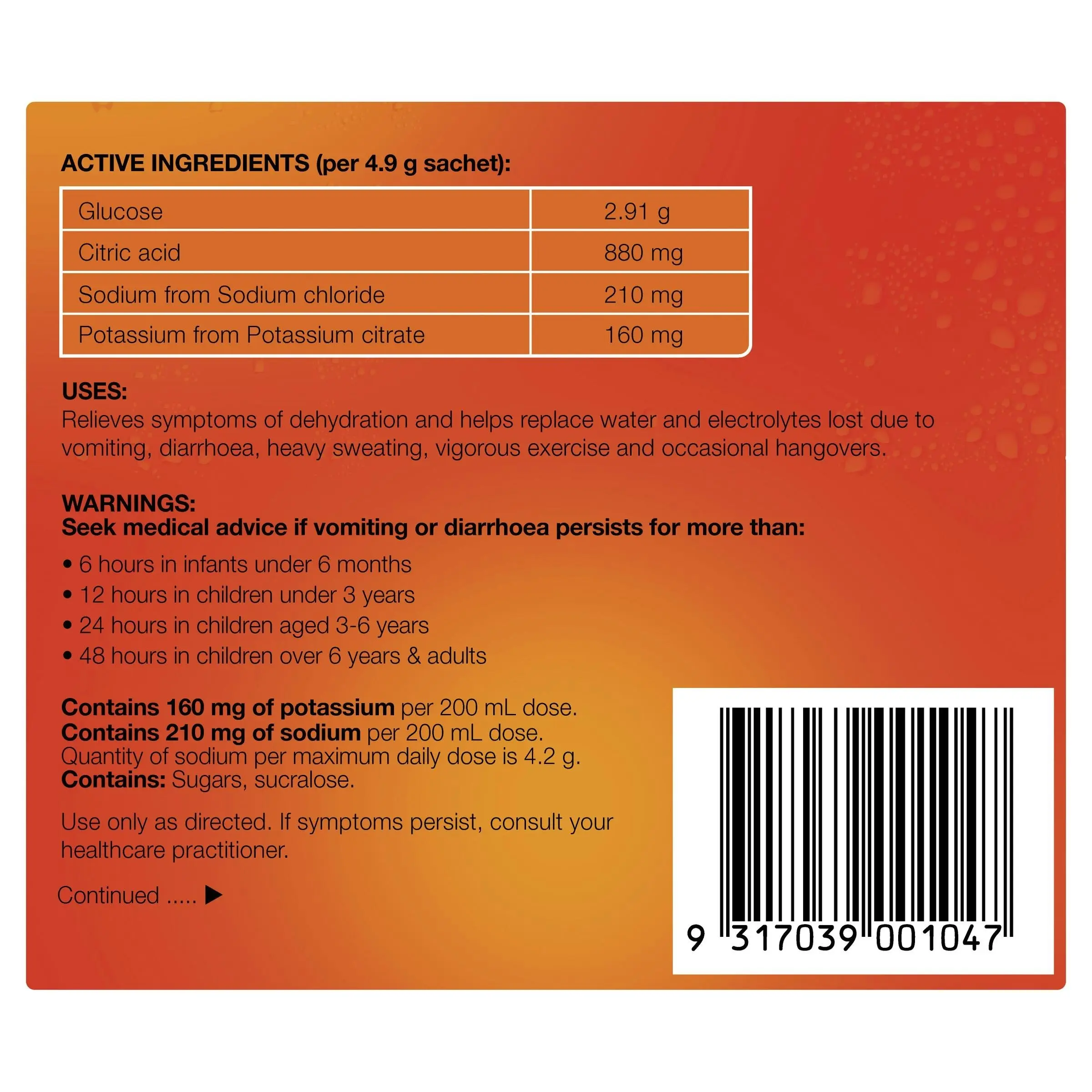 Hydralyte Electrolyte Powder Orange 10 Pack