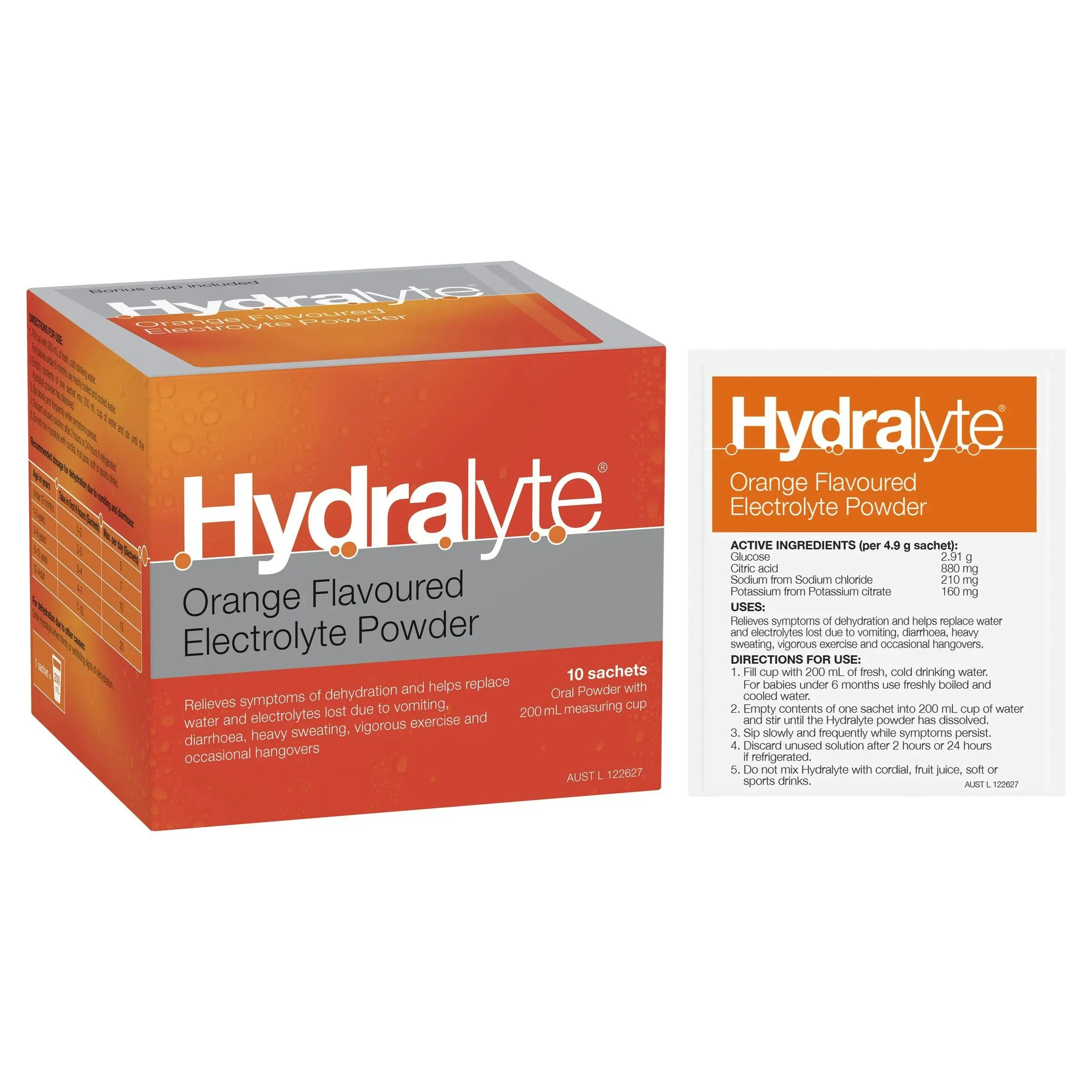 Hydralyte Electrolyte Powder Orange 10 Pack