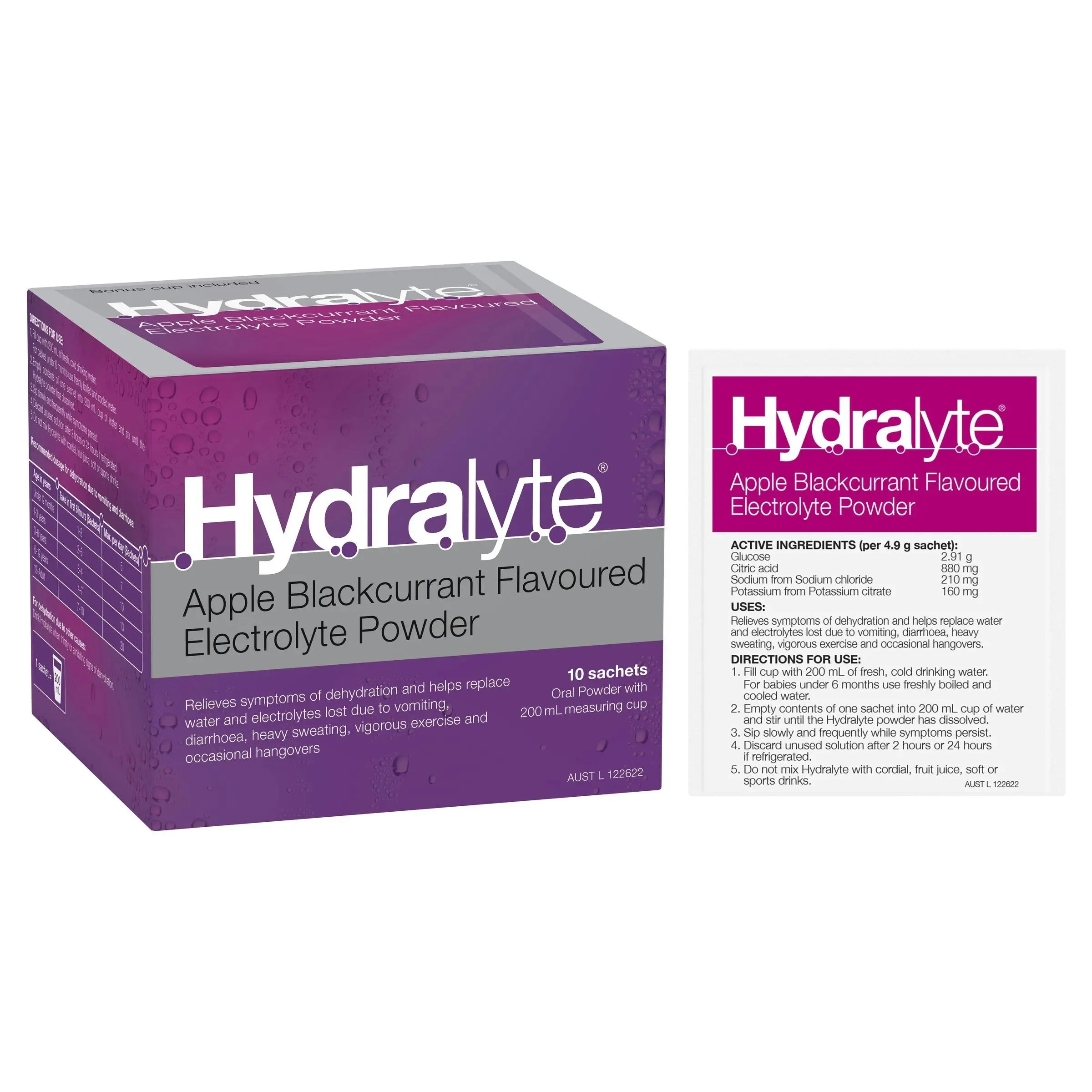 Hydralyte Electrolyte Powder Apple Blackcurrant 10 Pack