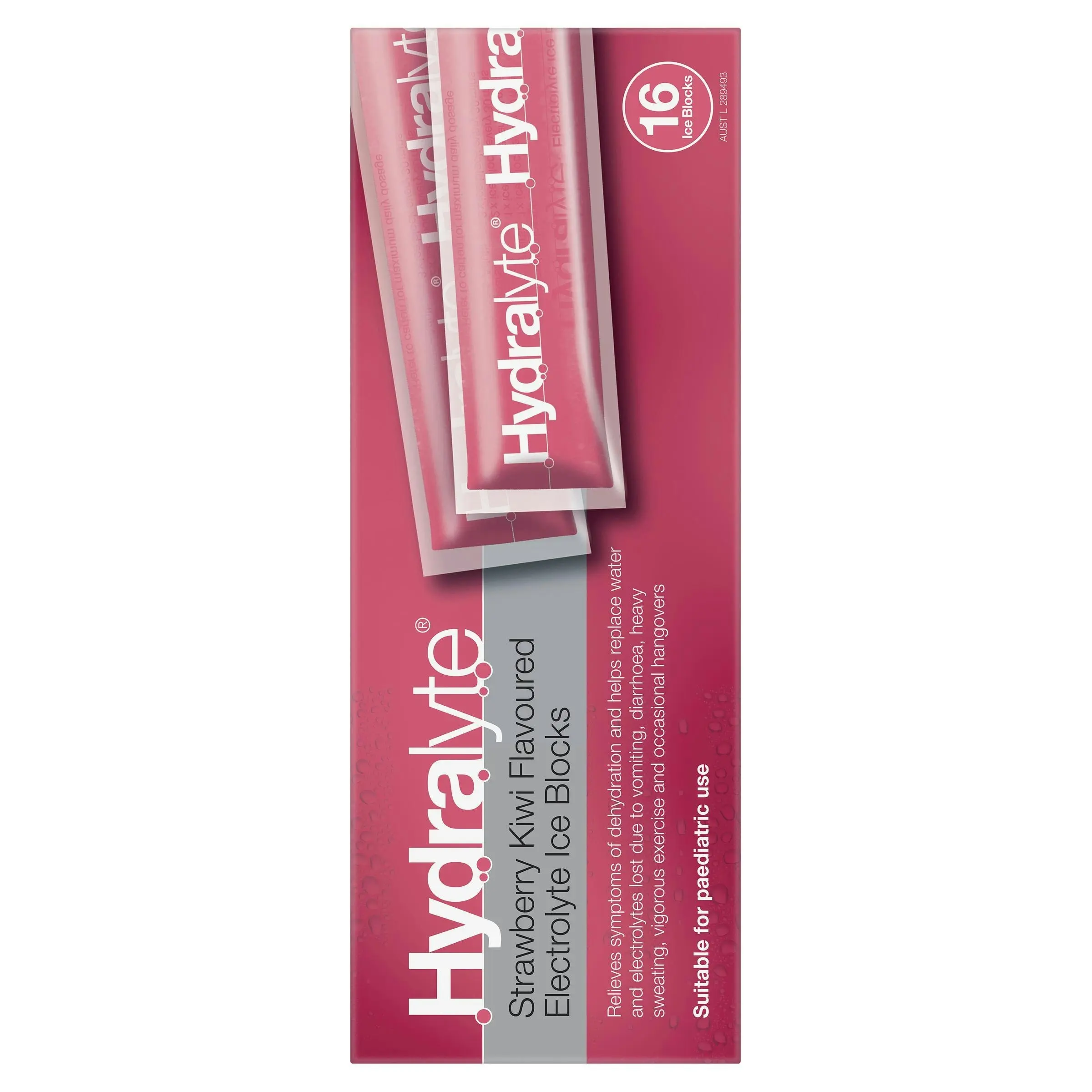 Hydralyte Electrolyte Ice Blocks Strawberry Kiwi 16 Pack