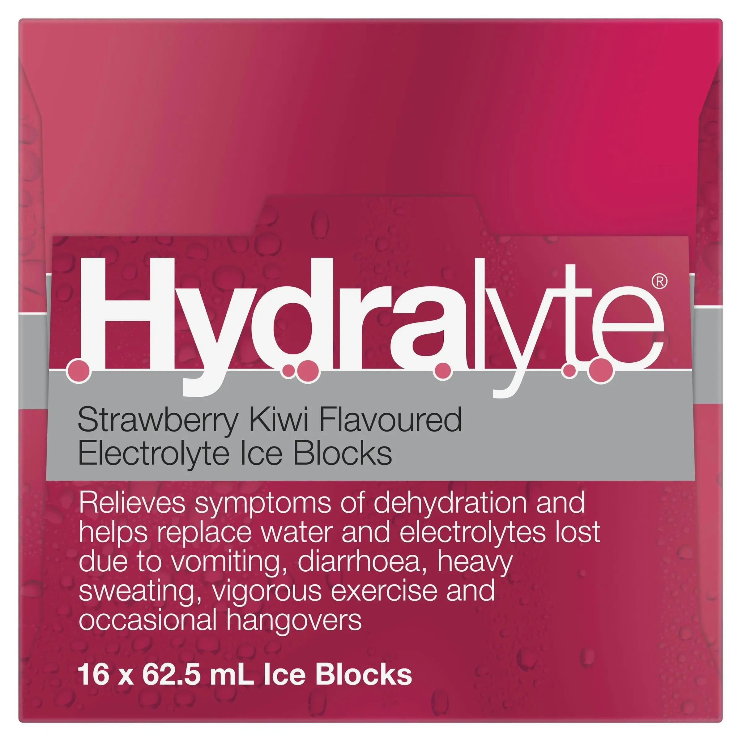 Hydralyte Electrolyte Ice Blocks Strawberry Kiwi 16 Pack