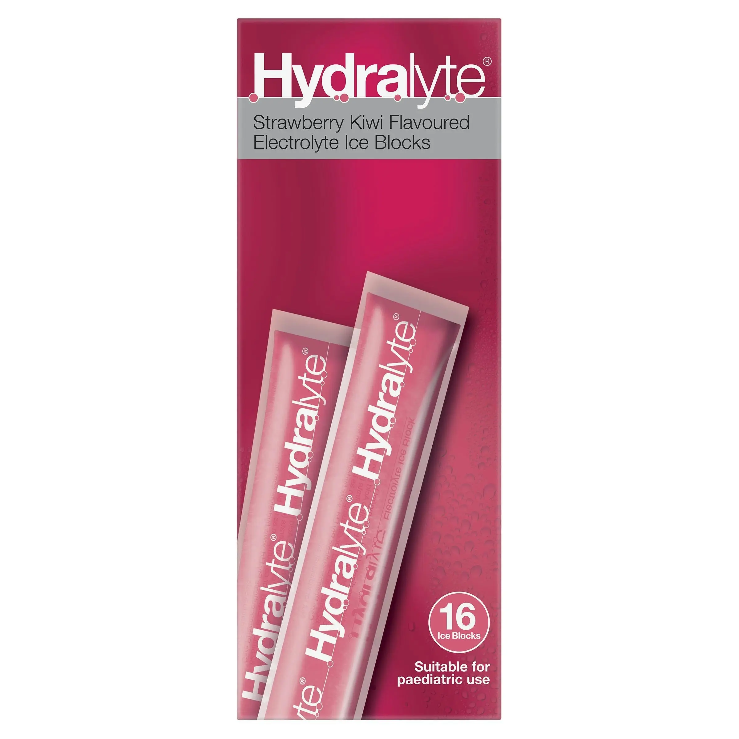 Hydralyte Electrolyte Ice Blocks Strawberry Kiwi 16 Pack