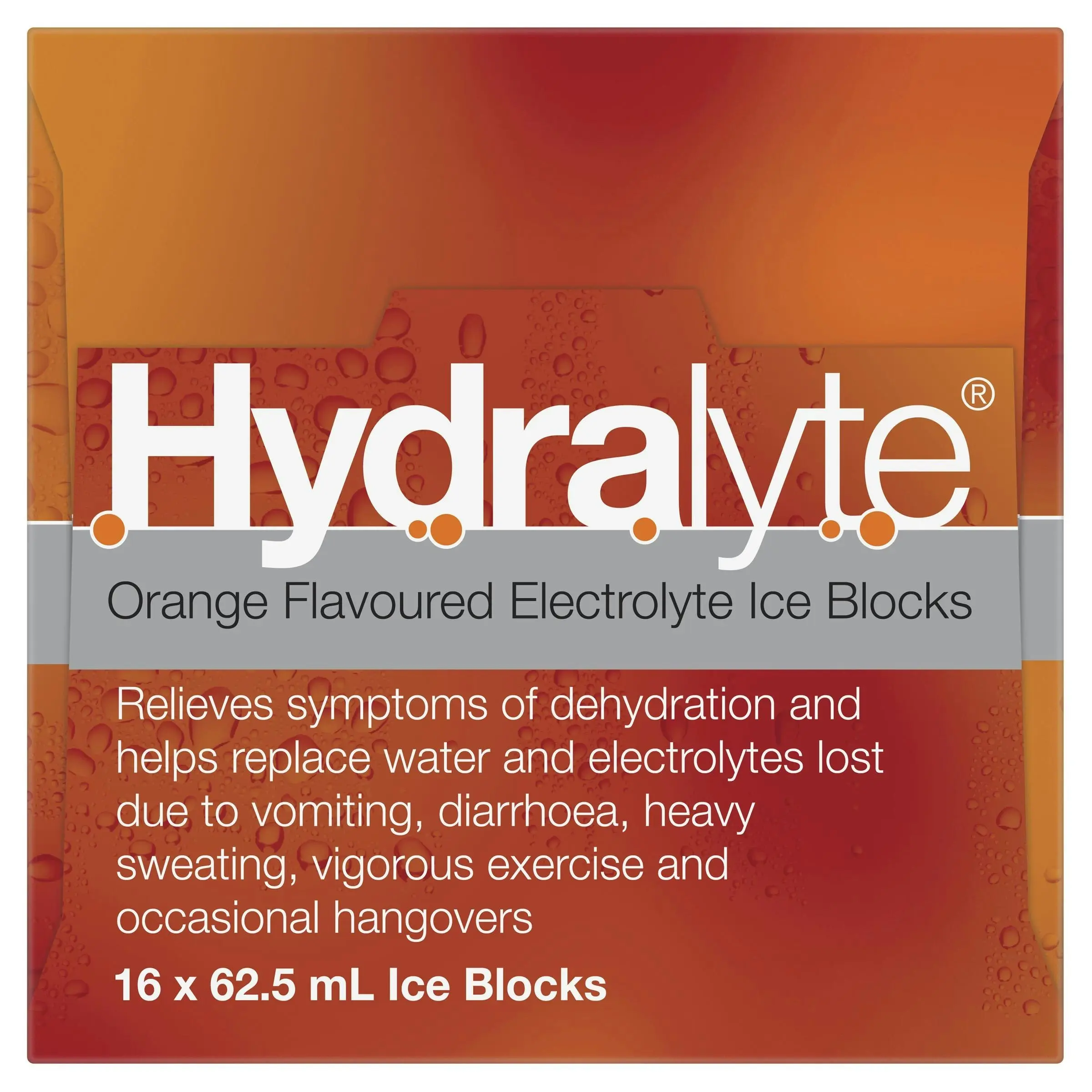 Hydralyte Electrolyte Ice Blocks Orange 16 Pack