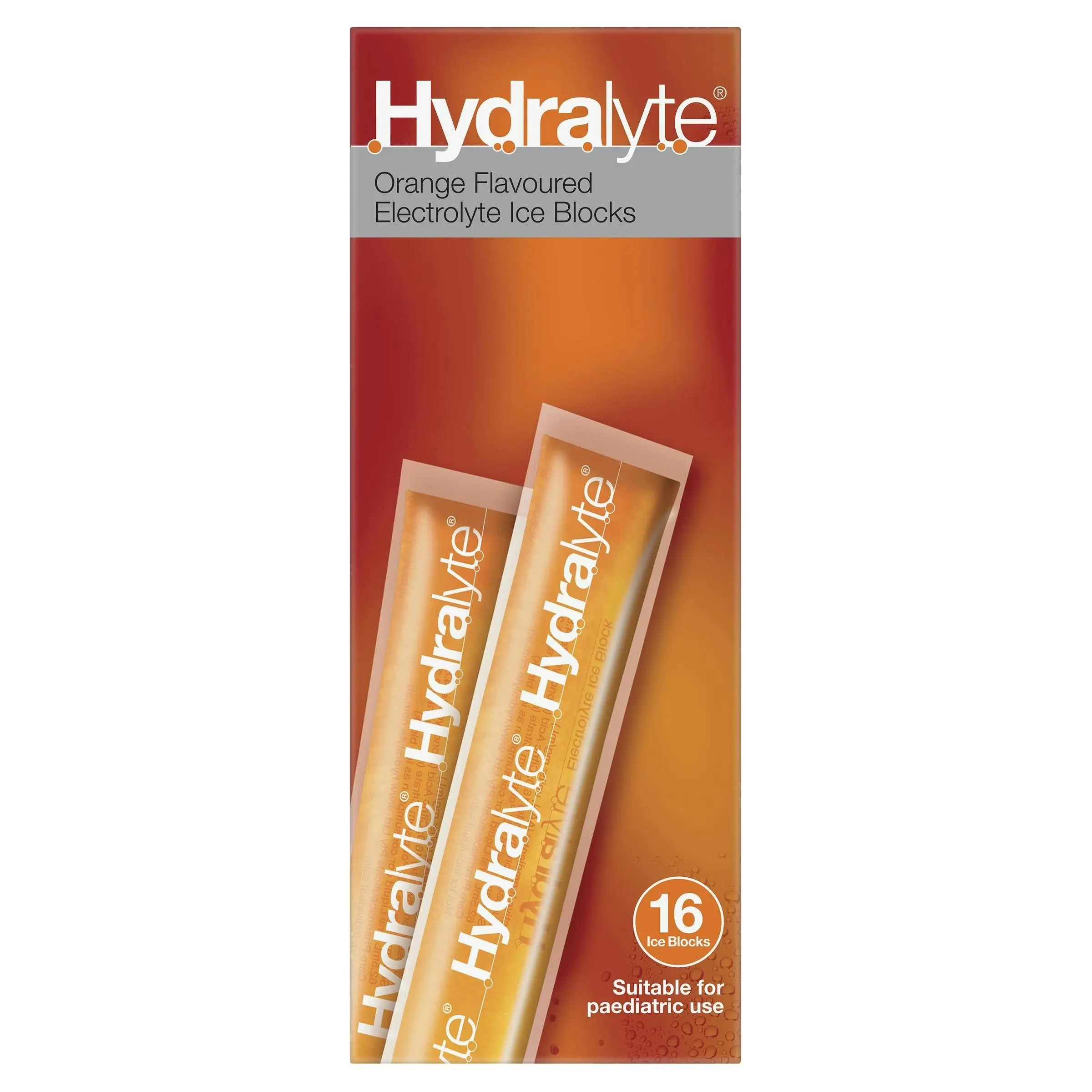 Hydralyte Electrolyte Ice Blocks Orange 16 Pack