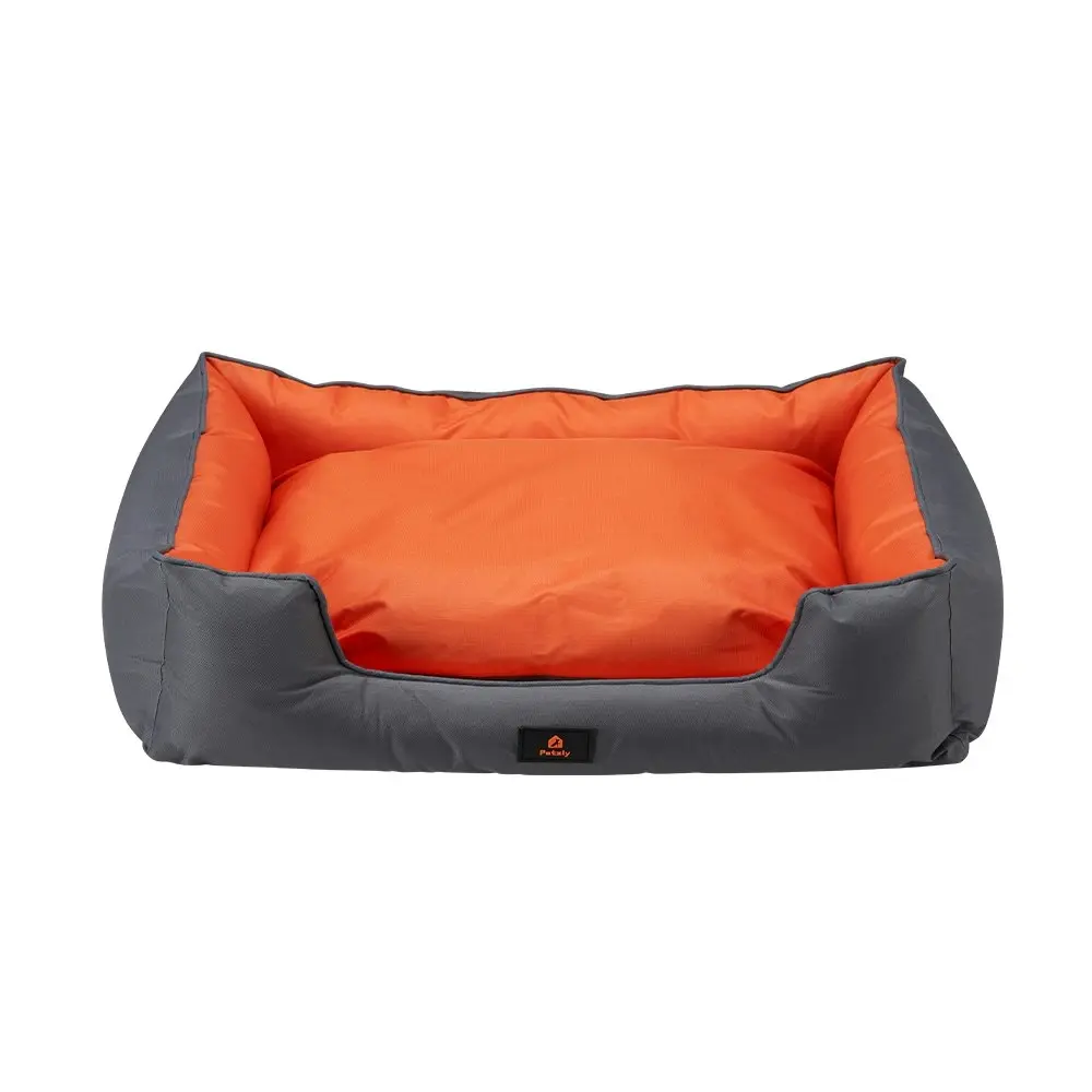 Petzly Orthopedic Pet Dog Bed Sofa Waterproof Removable Grey&Orange XXX Large