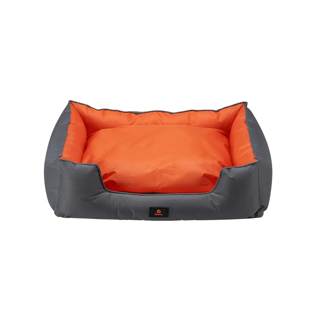 Petzly Orthopedic Pet Dog Bed Sofa Waterproof Removable Grey&Orange XX Large